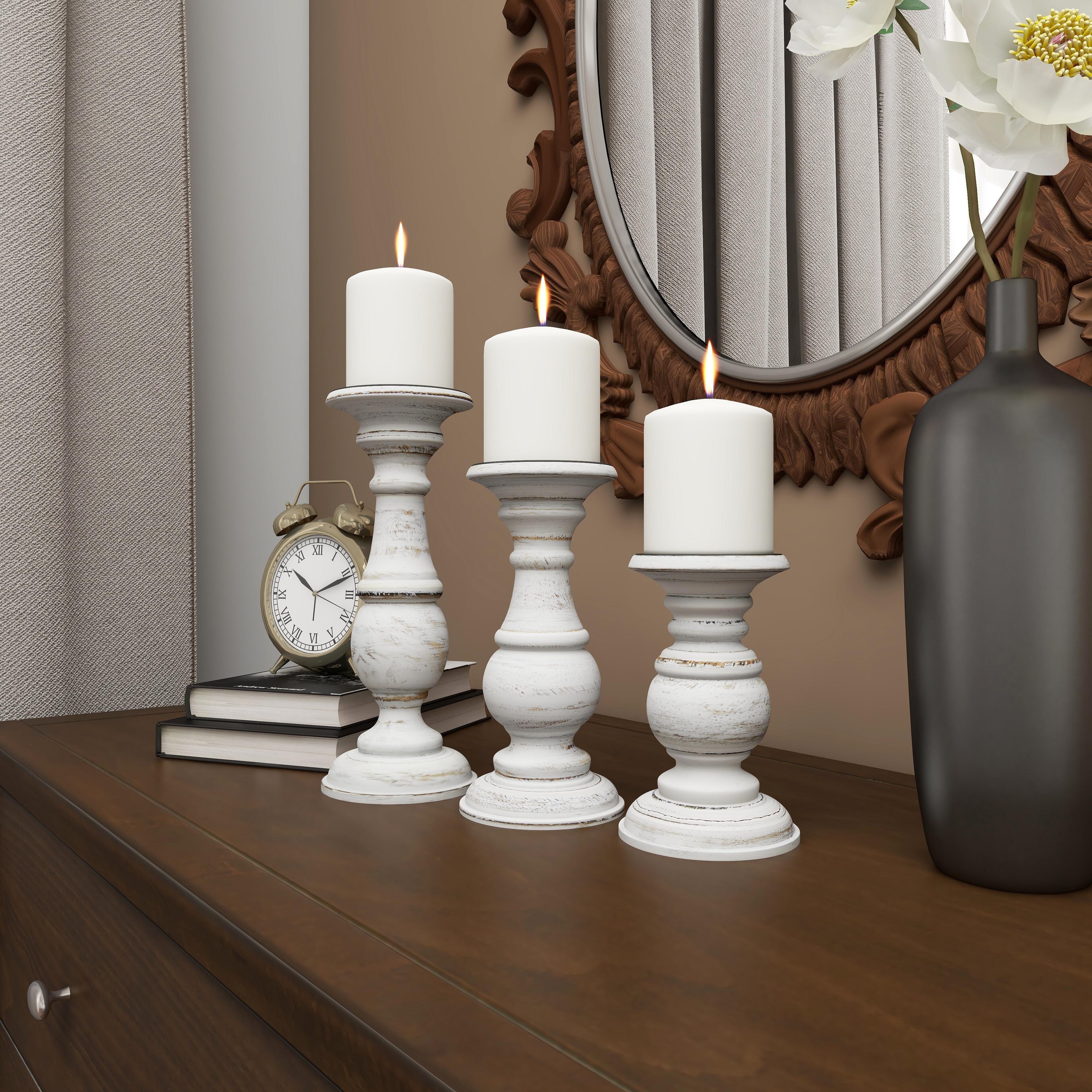 Bayberry Lane Distressed Finish Candle Holder Set, , large