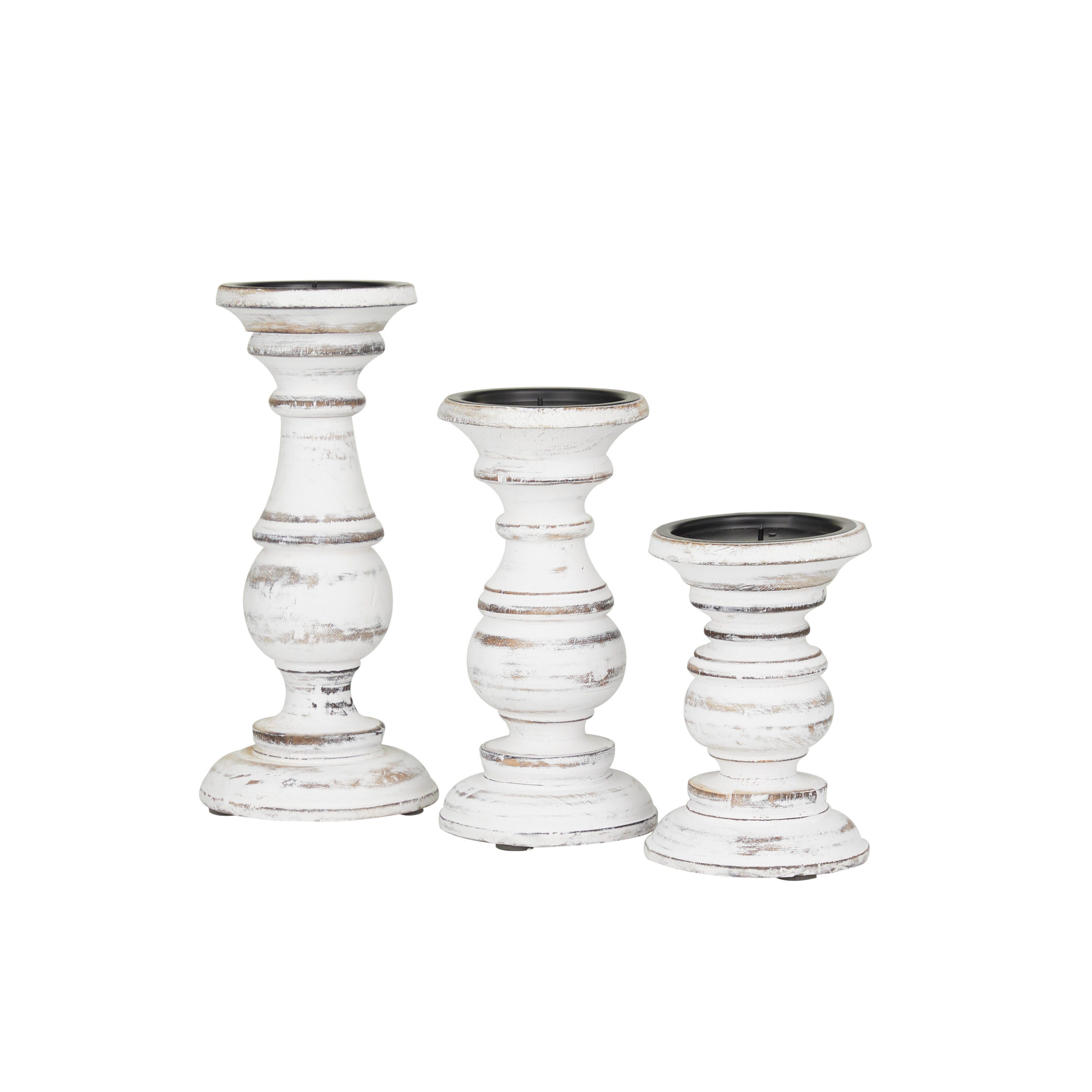 Bayberry Lane Distressed Finish Candle Holder Set, , large