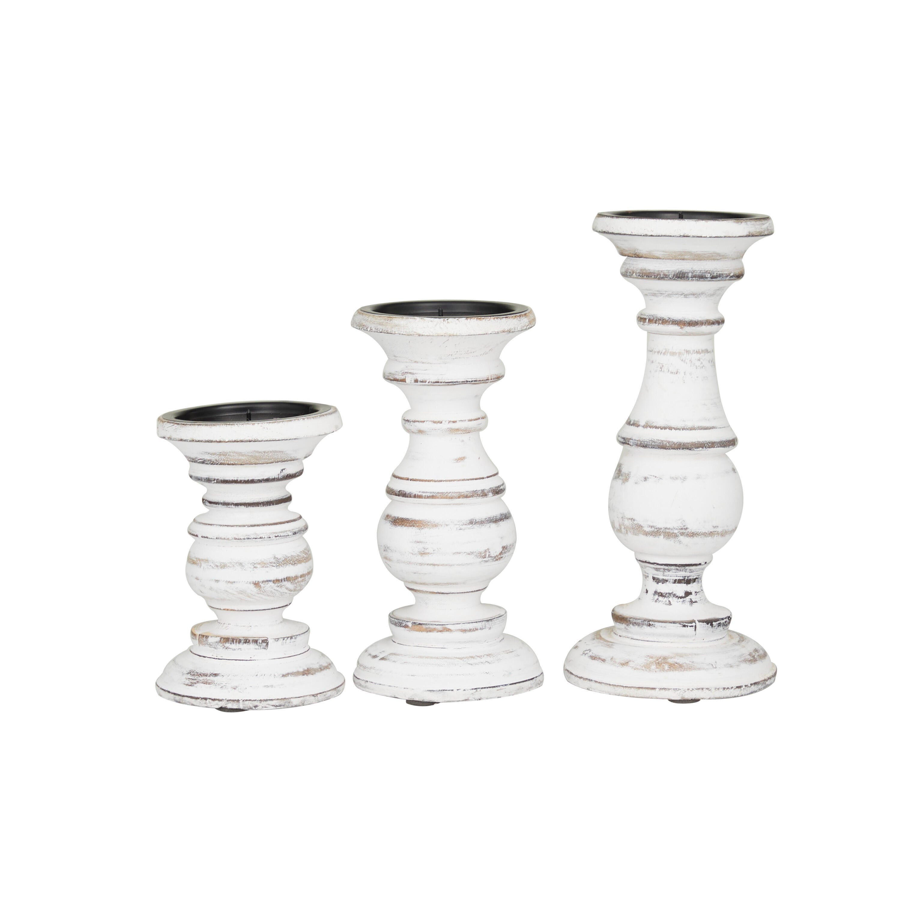 Bayberry Lane Distressed Finish Candle Holder Set, , large