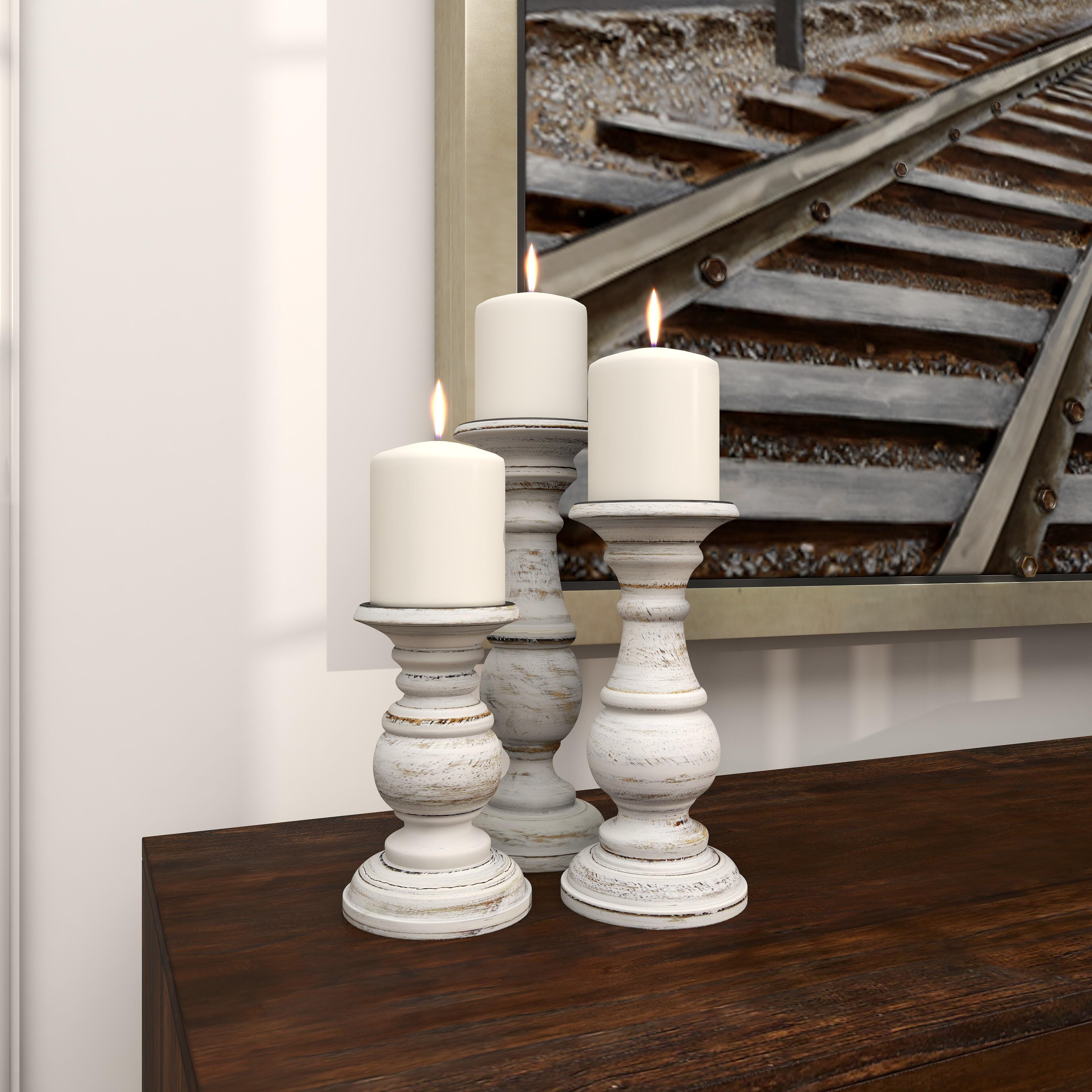 Bayberry Lane Distressed Finish Candle Holder Set, , large