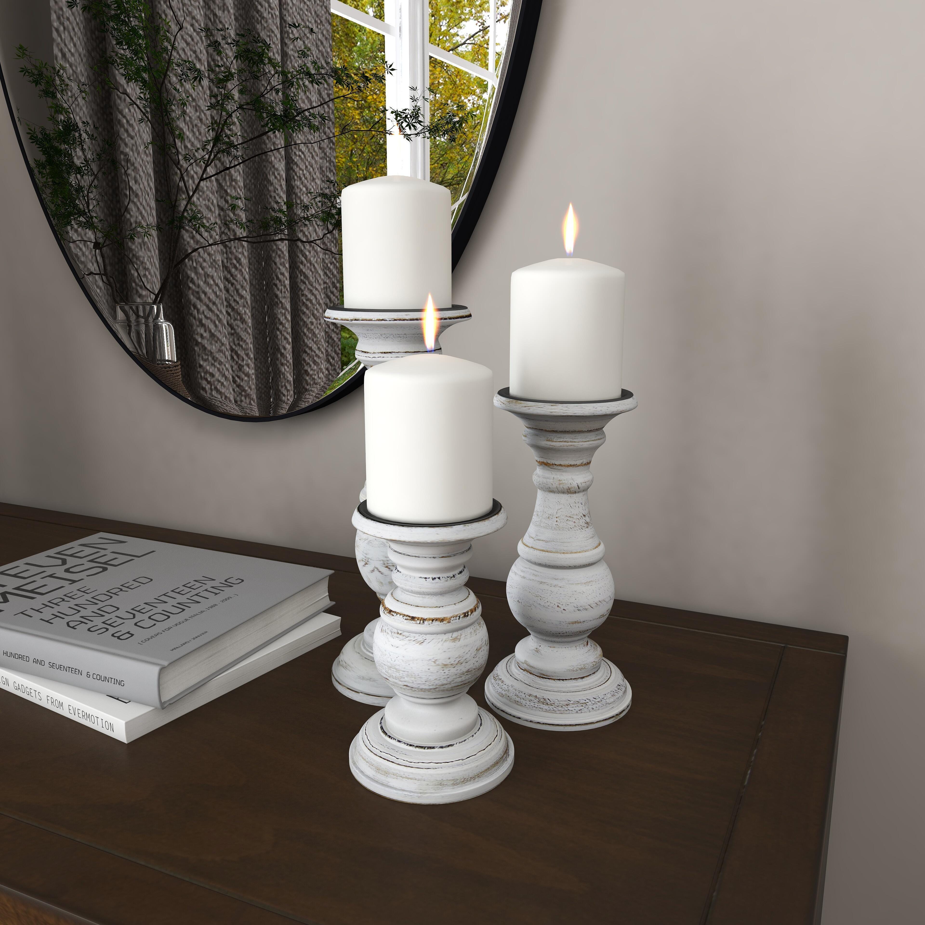Bayberry Lane Distressed Finish Candle Holder Set, , large