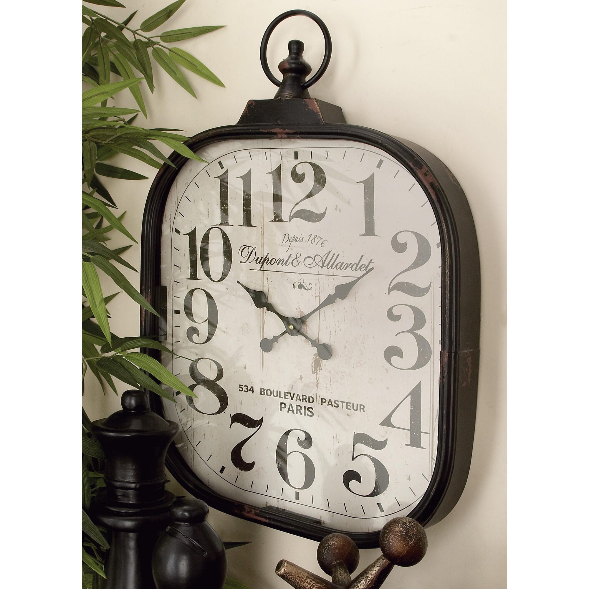 Bayberry Lane Black Metal Vintage Wall Clock 18" x 3" x 26", , rollover