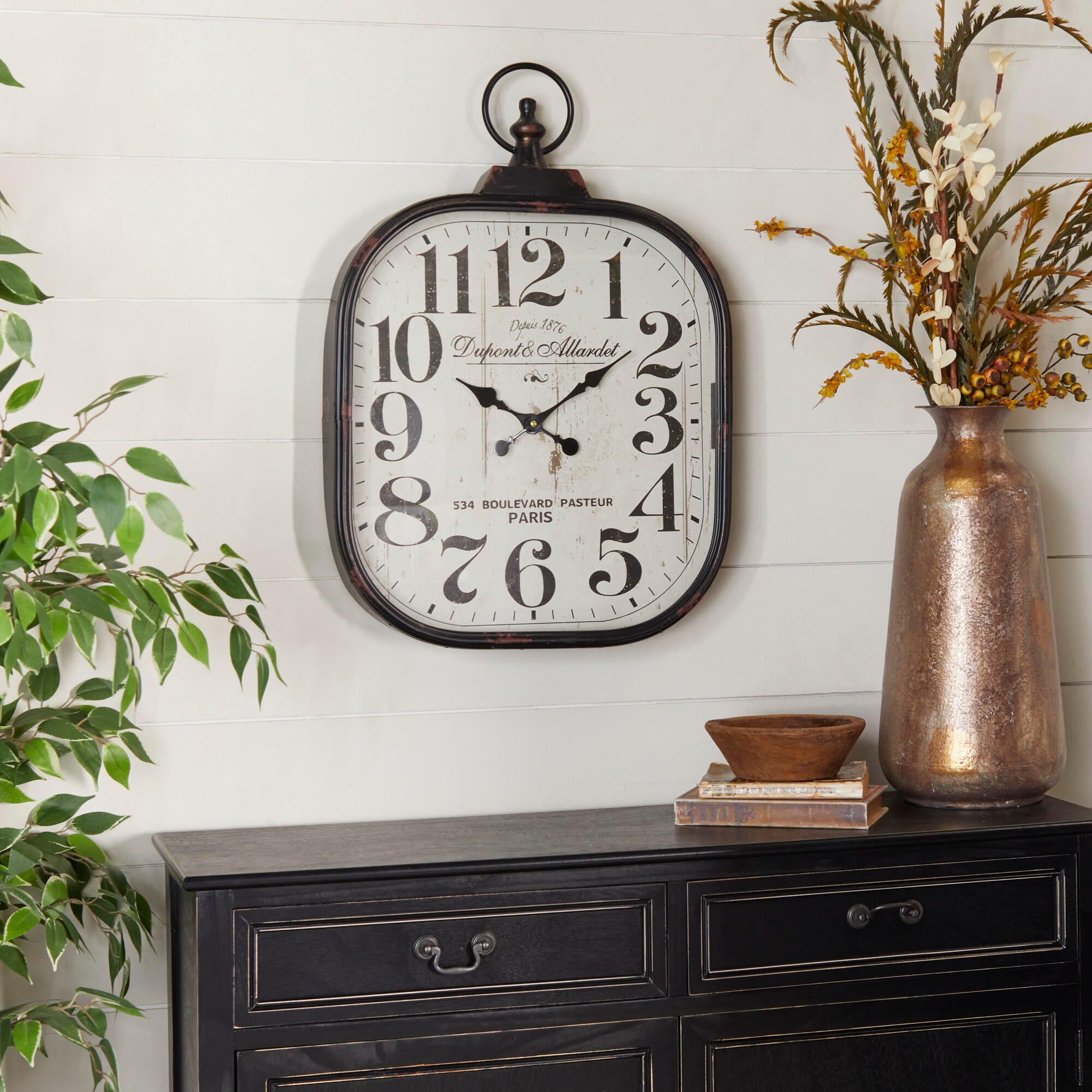Bayberry Lane Black Metal Vintage Wall Clock 18" x 3" x 26", , large
