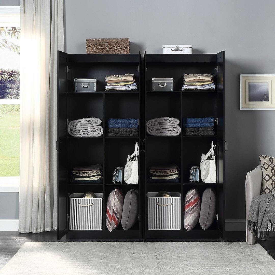 Hopkins Storage Closet with 7 Shelves in Black (Set of 2), Black, large