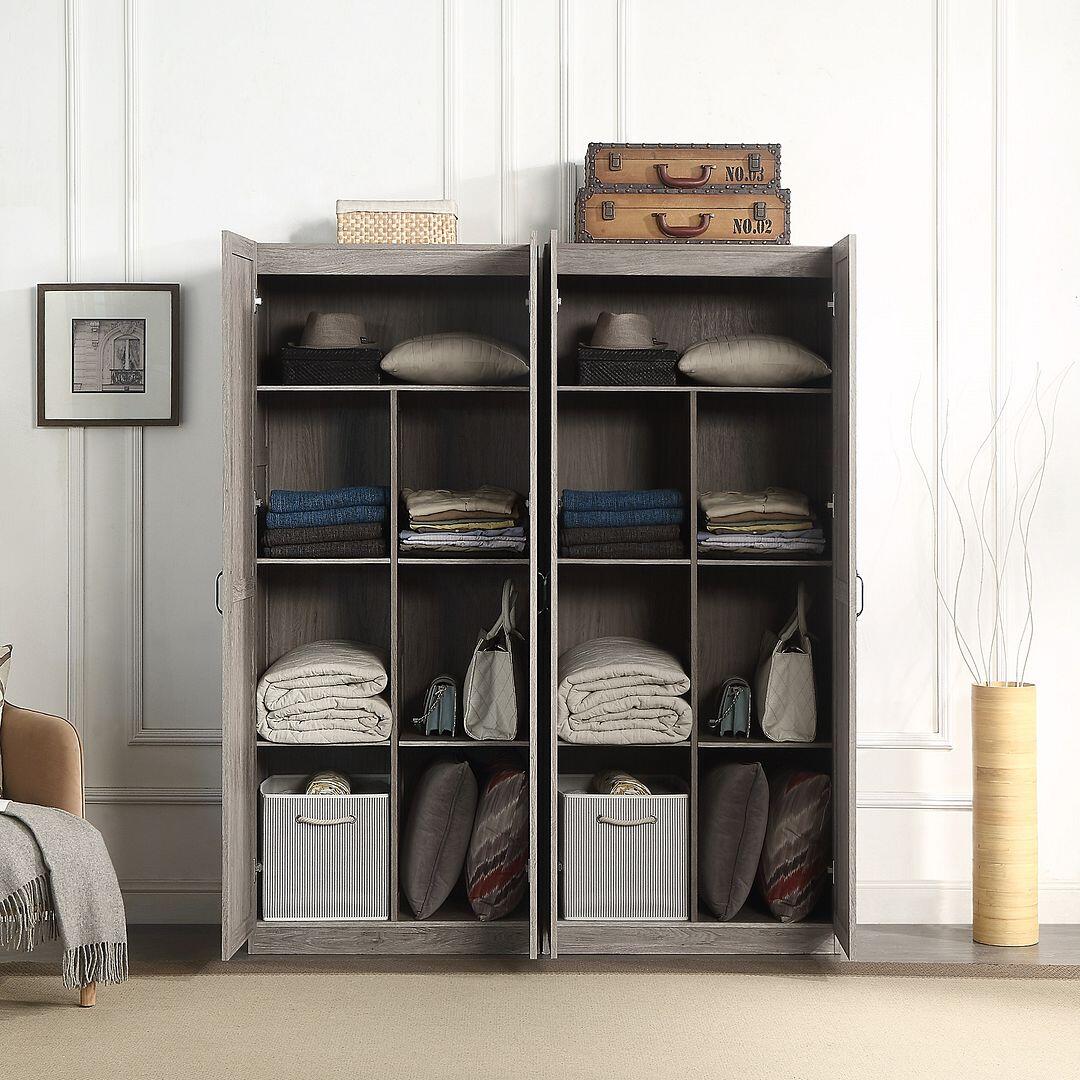 Hopkins Storage Closet with 7 Shelves in Grey (Set of 2), Gray, large