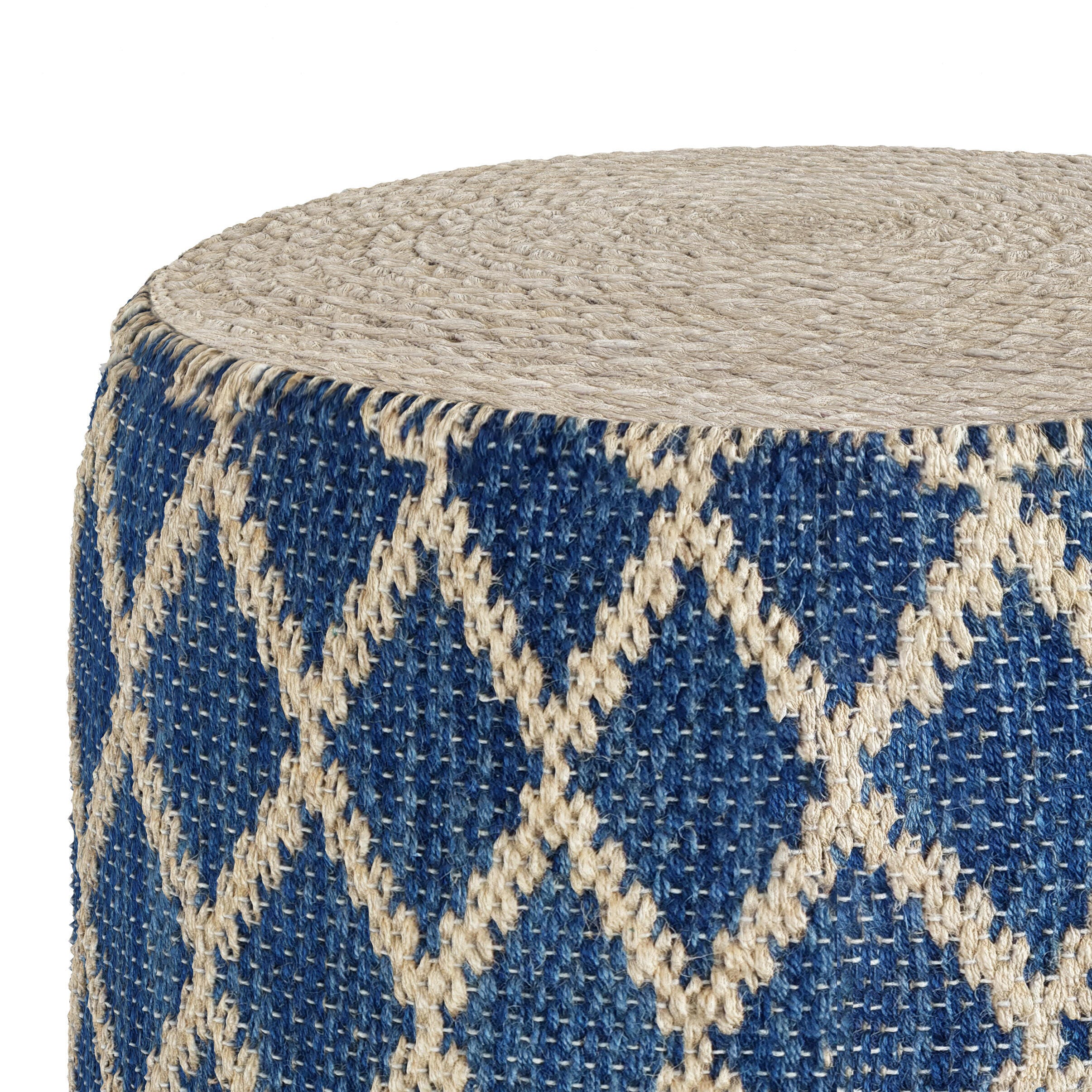 Simpli Home Edgeley Pouf, Classic Blue/Natural, large