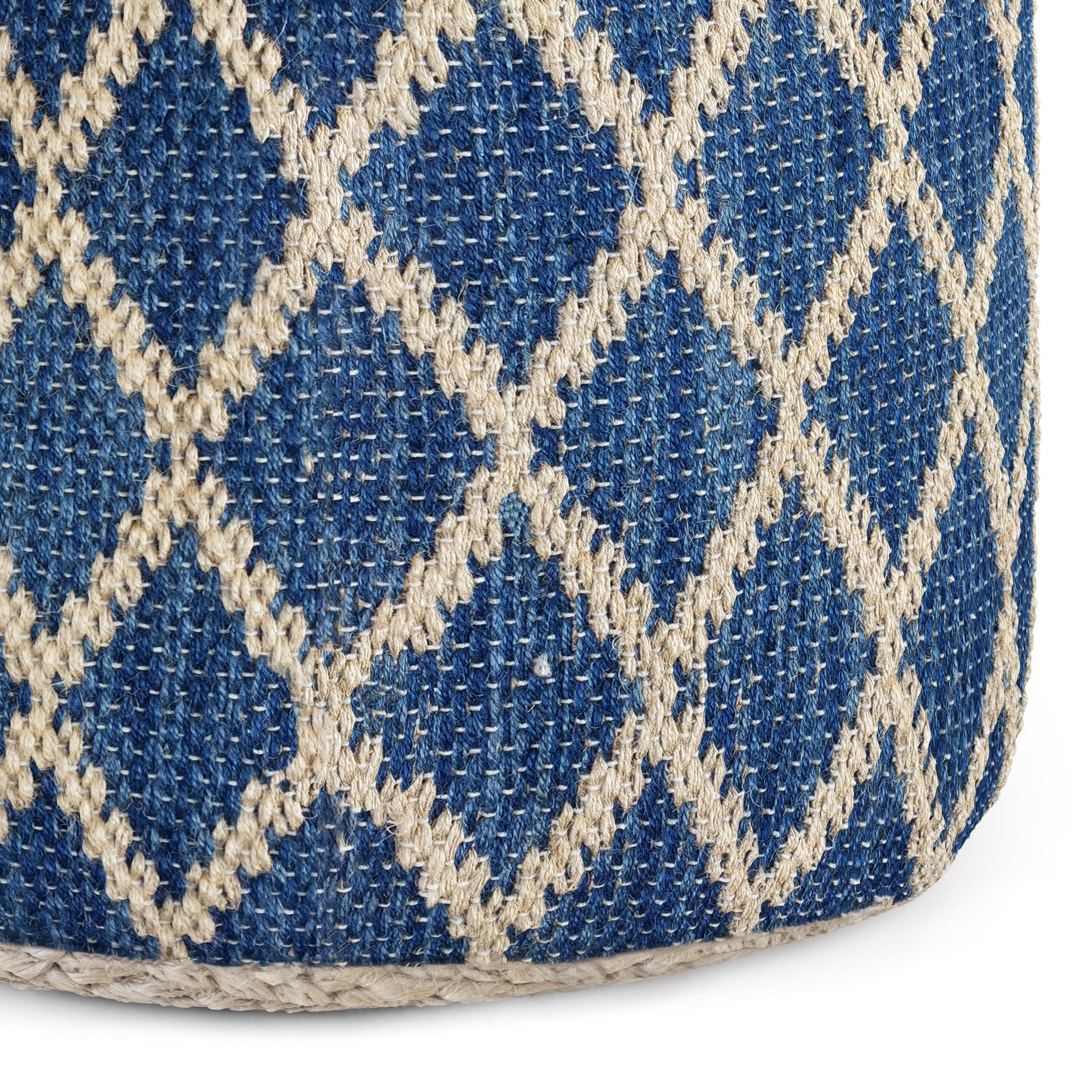 Simpli Home Edgeley Pouf, Classic Blue/Natural, large