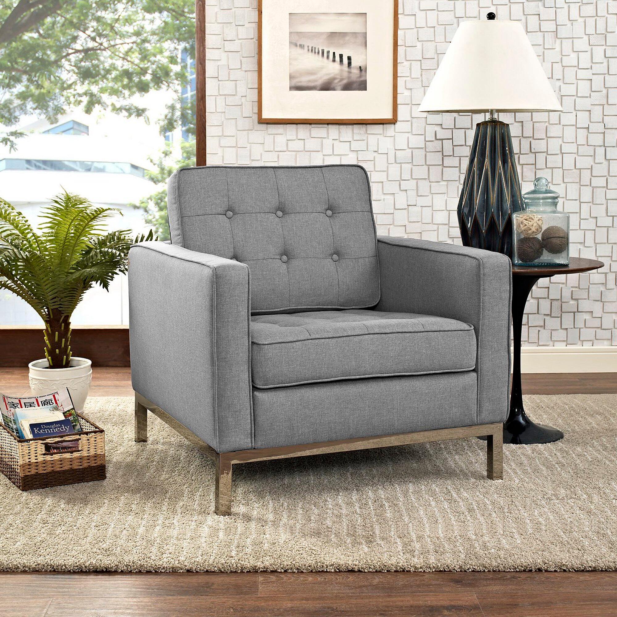 Modway Loft Solid Accent Chair, Light Gray, rollover