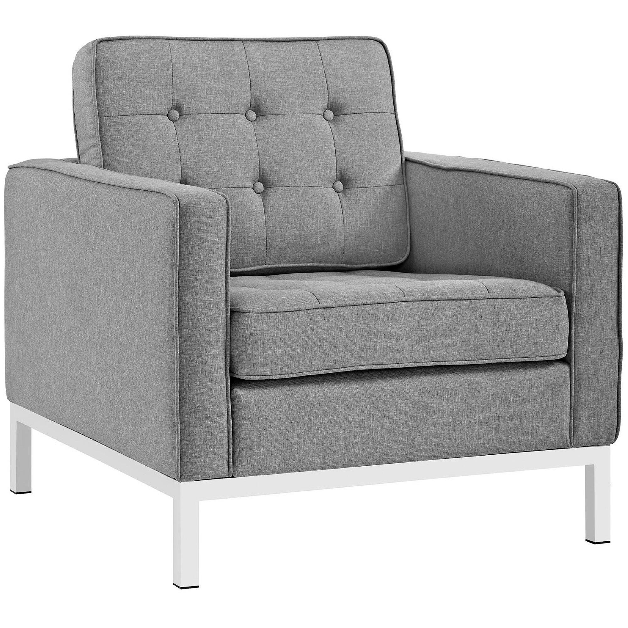 Modway Loft Solid Accent Chair, Light Gray, large