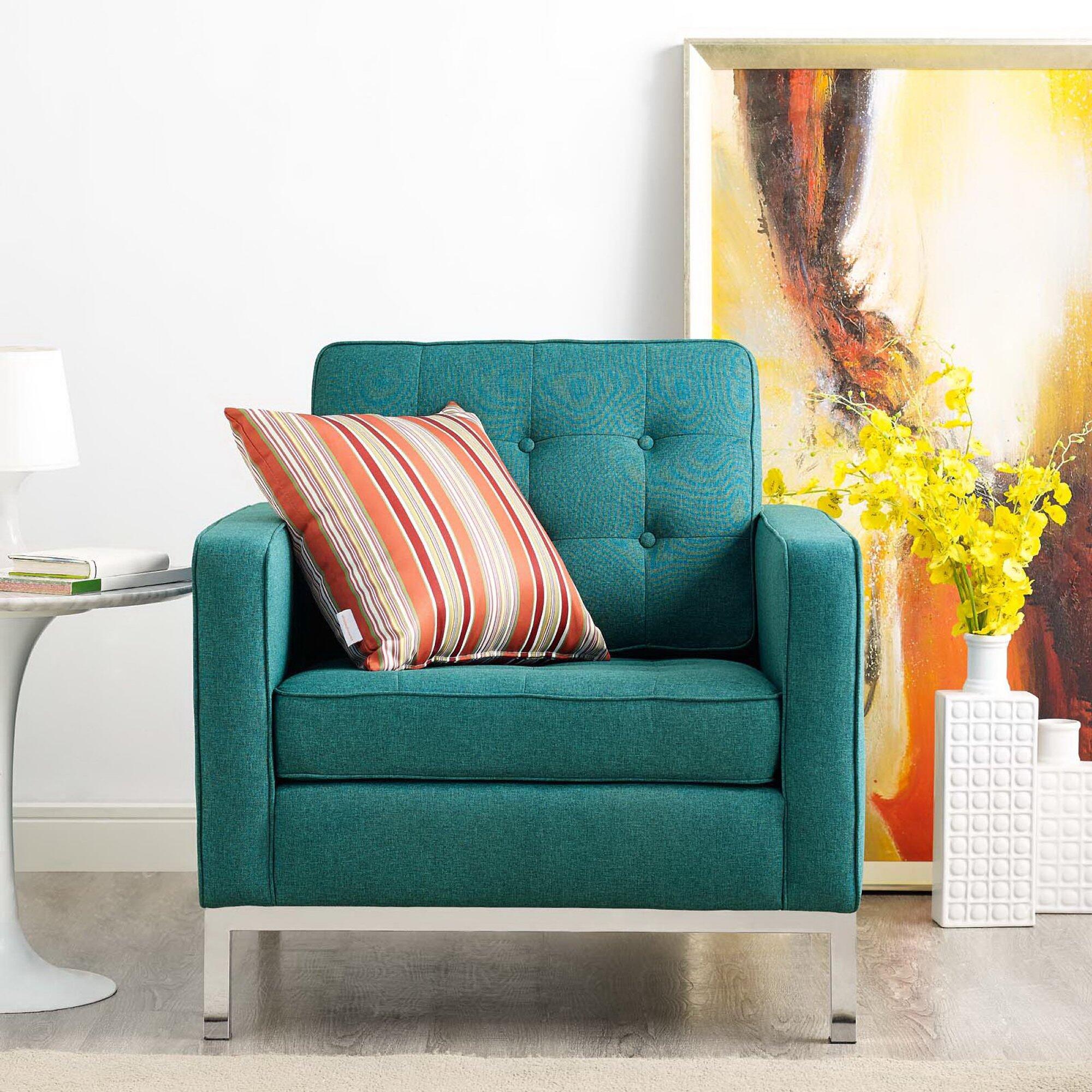 Modway Loft Solid Accent Chair, Teal, rollover