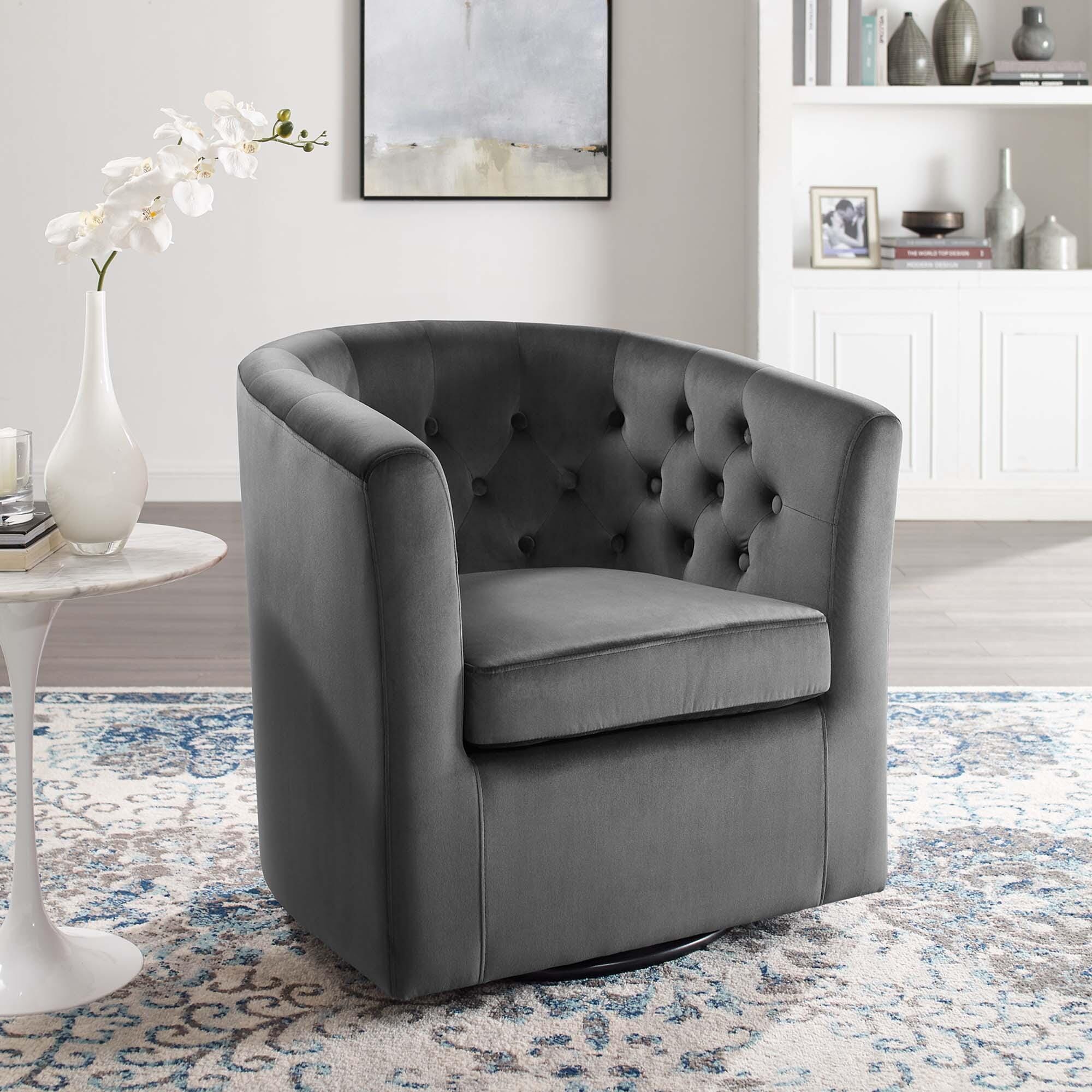 Modway Prospect Swivel Accent Chair, Charcoal, rollover