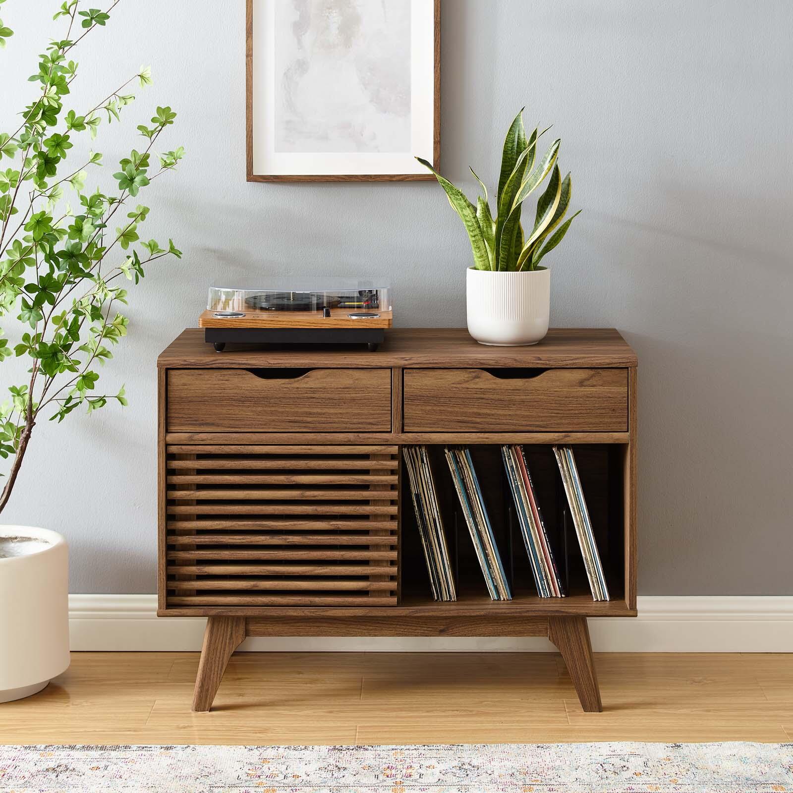 Modway Render 2-Drawer Vinyl Record Display Stand, , large