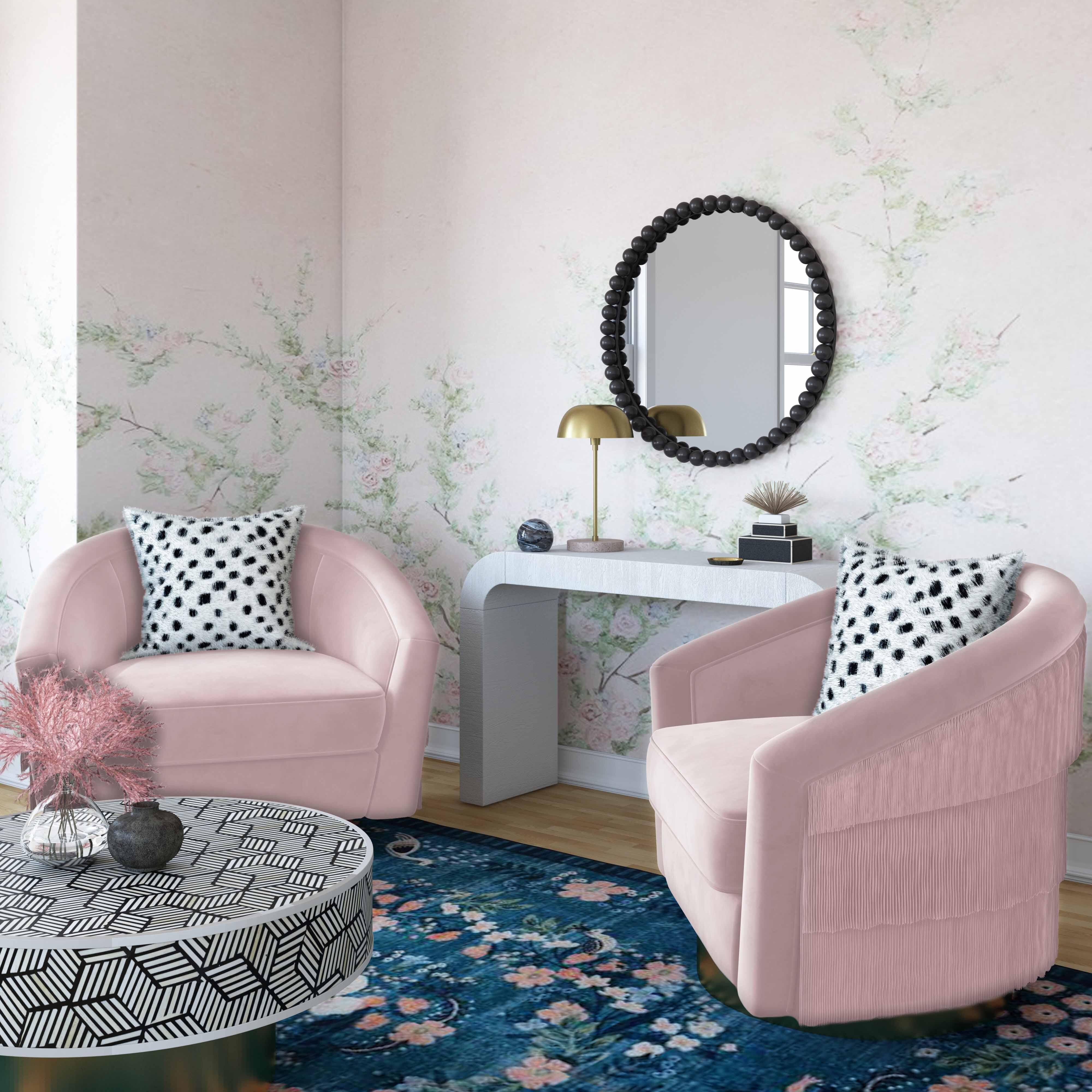 TOV Furniture Flapper Blush Swivel Chair, , rollover