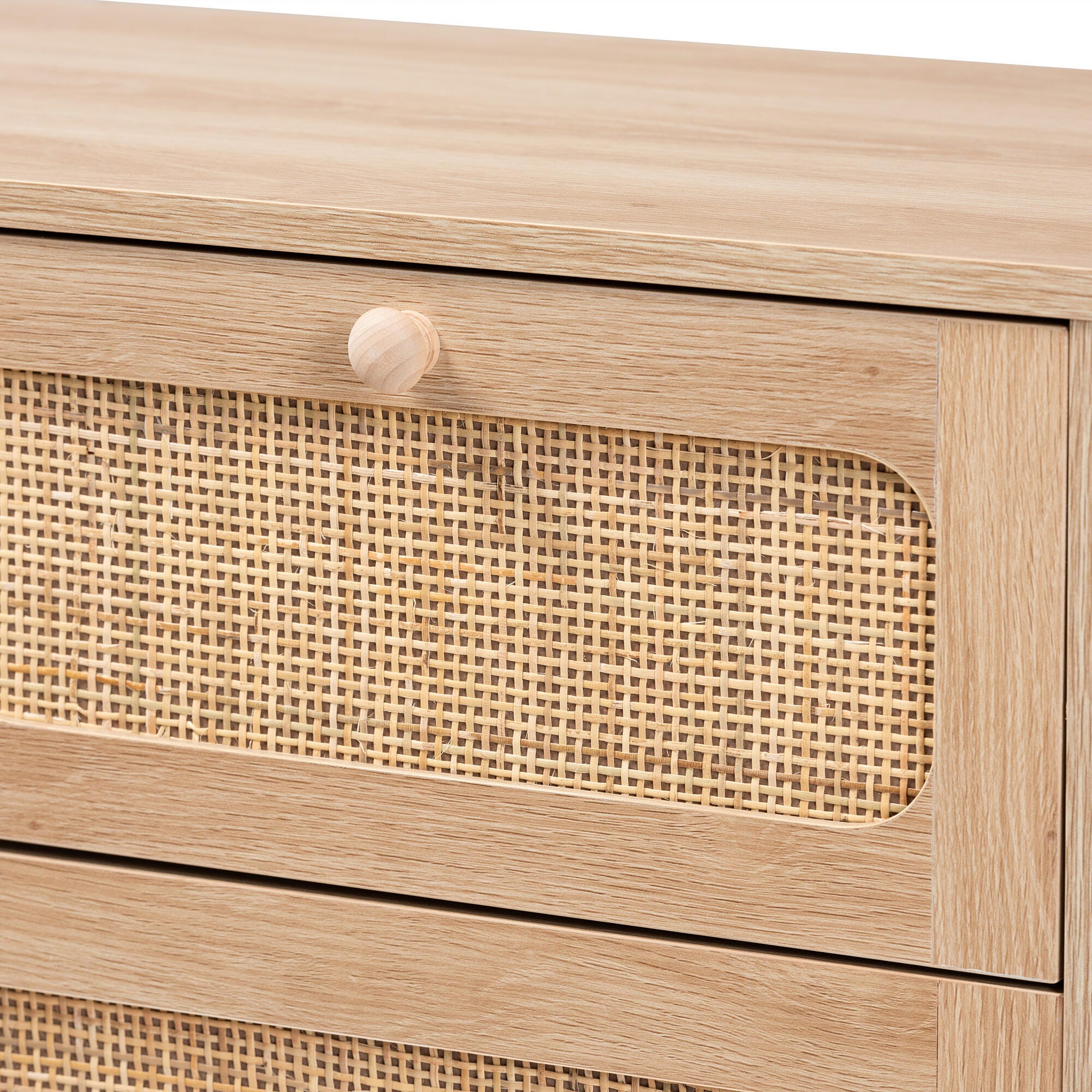 Baxton Studio Elsbeth Natural Rattan 5 Drawer Storage Cabinet, , large
