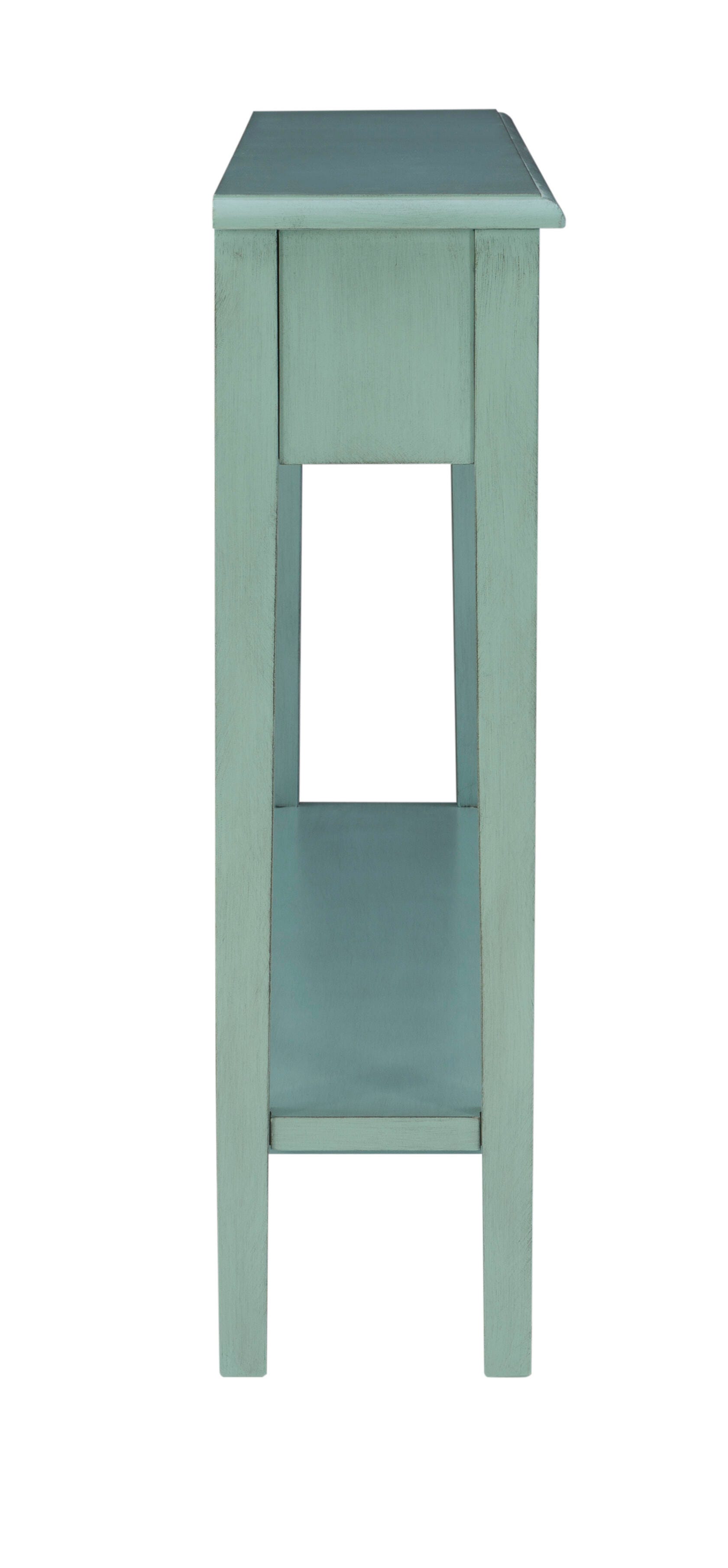 Linon Emily 4 Drawer Console Table, Teal, large