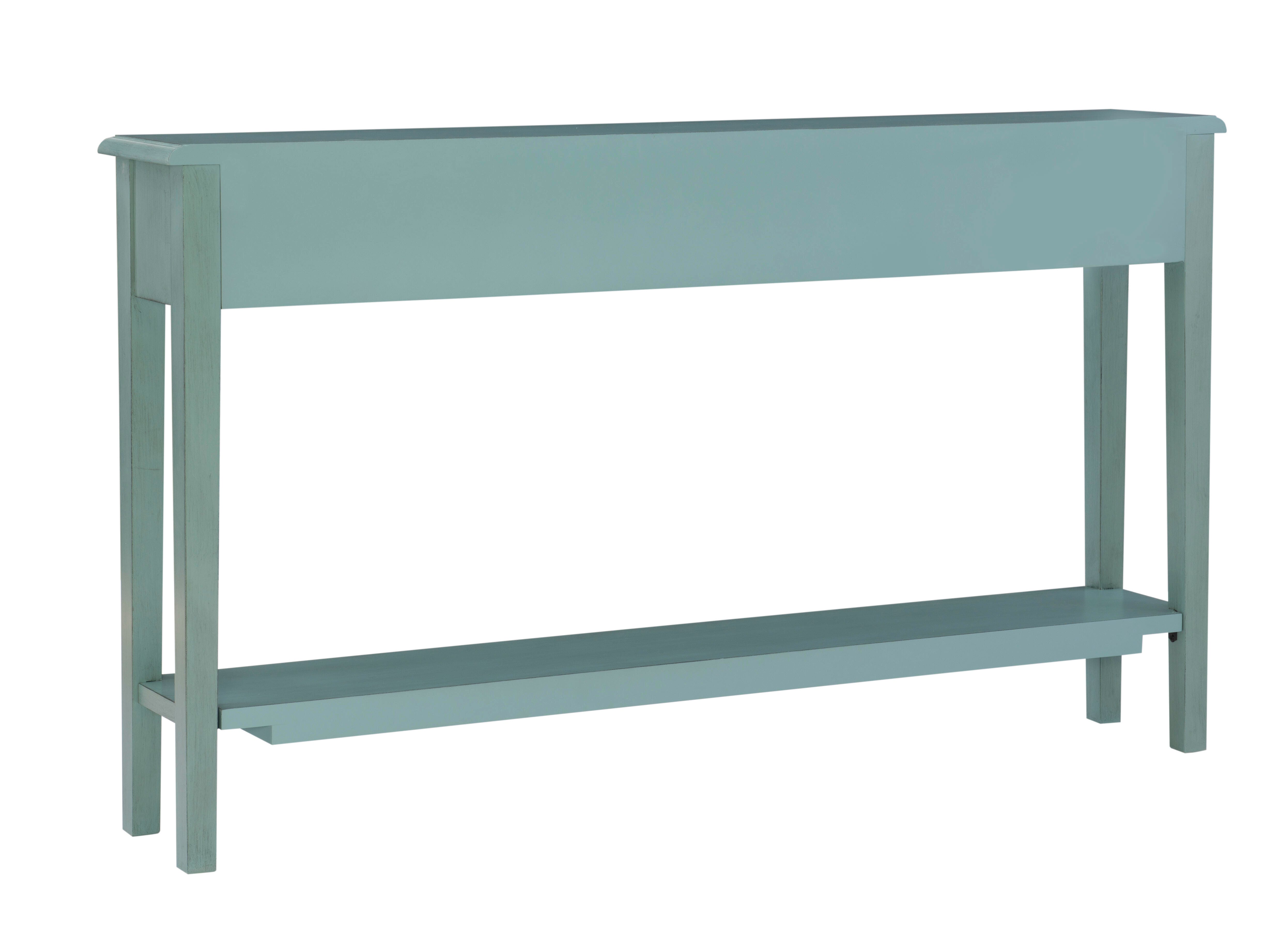 Linon Emily 4 Drawer Console Table, Teal, large