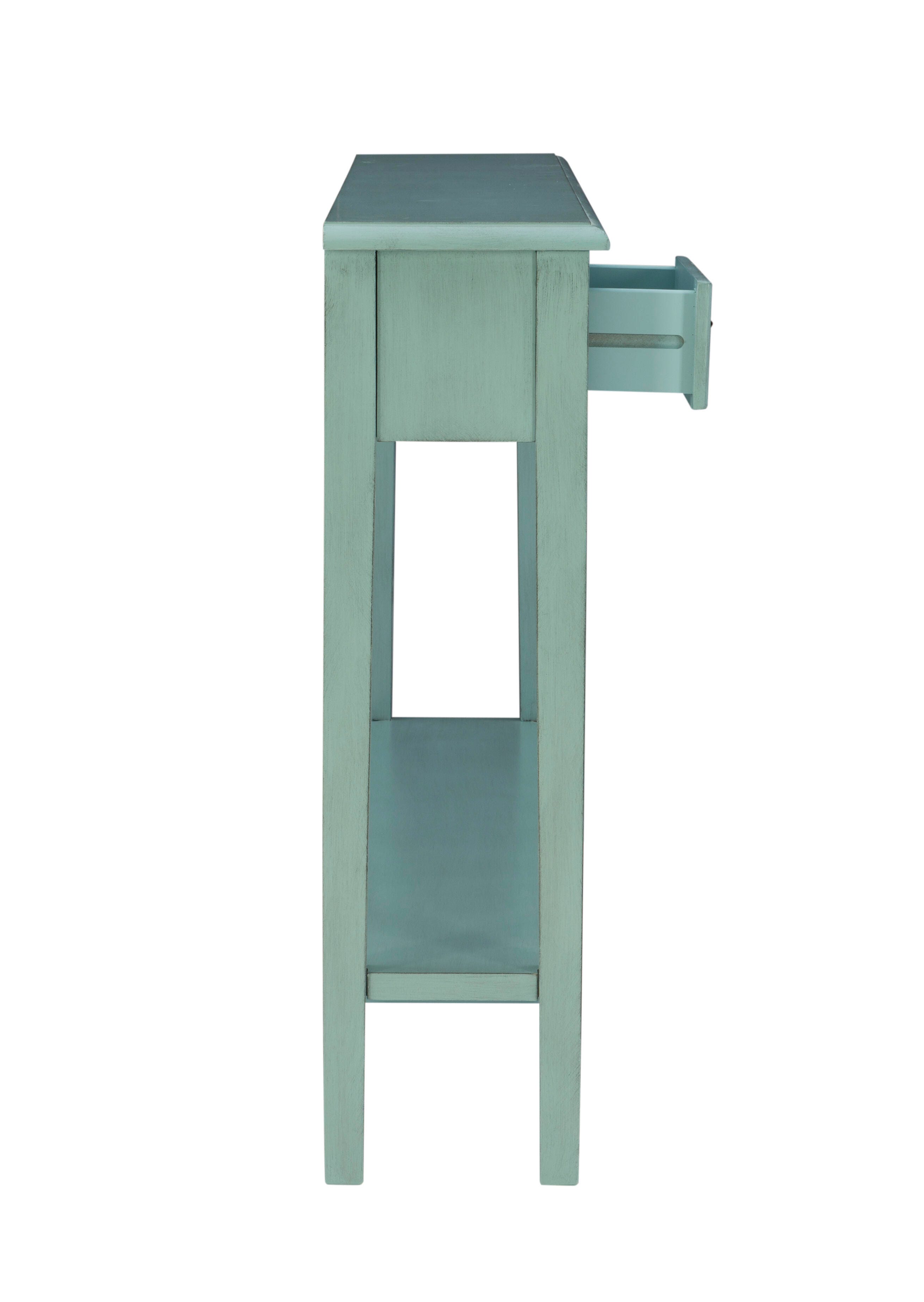 Linon Emily 4 Drawer Console Table, Teal, large