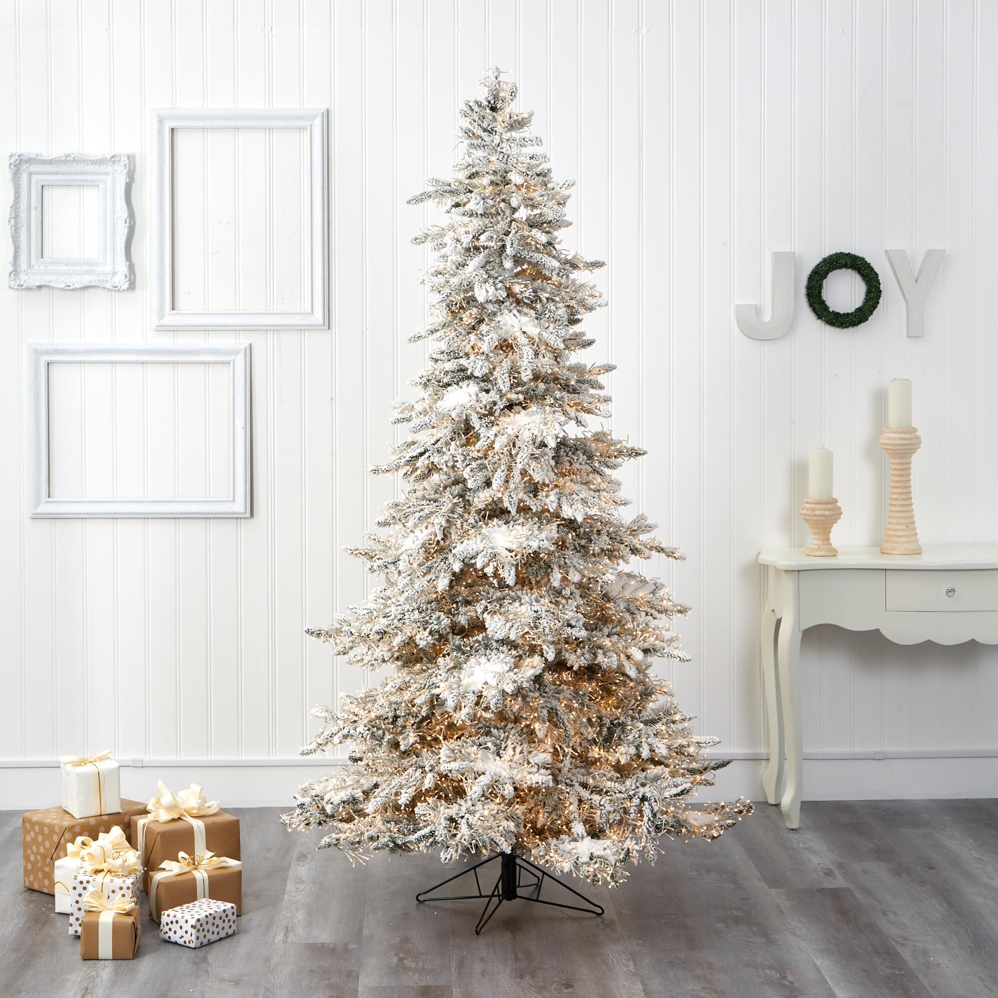 Nearly Natural 7.5' Flocked Grand Northern Rocky Fir Artificial Christmas Tree with 6672 Warm Cluster (Multifunction) LED Lights and 1071 Bendable Branches, , rollover