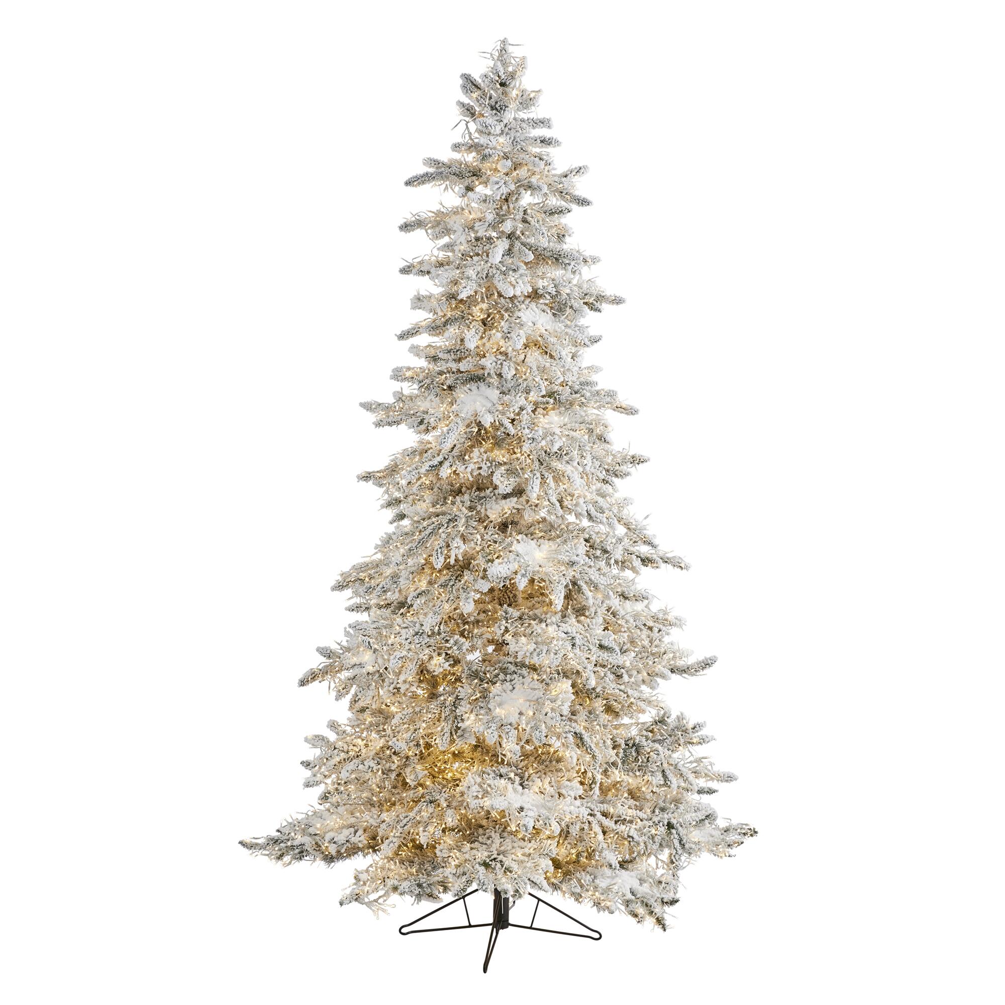 Nearly Natural 7.5' Flocked Grand Northern Rocky Fir Artificial Christmas Tree with 6672 Warm Cluster (Multifunction) LED Lights and 1071 Bendable Branches, , large