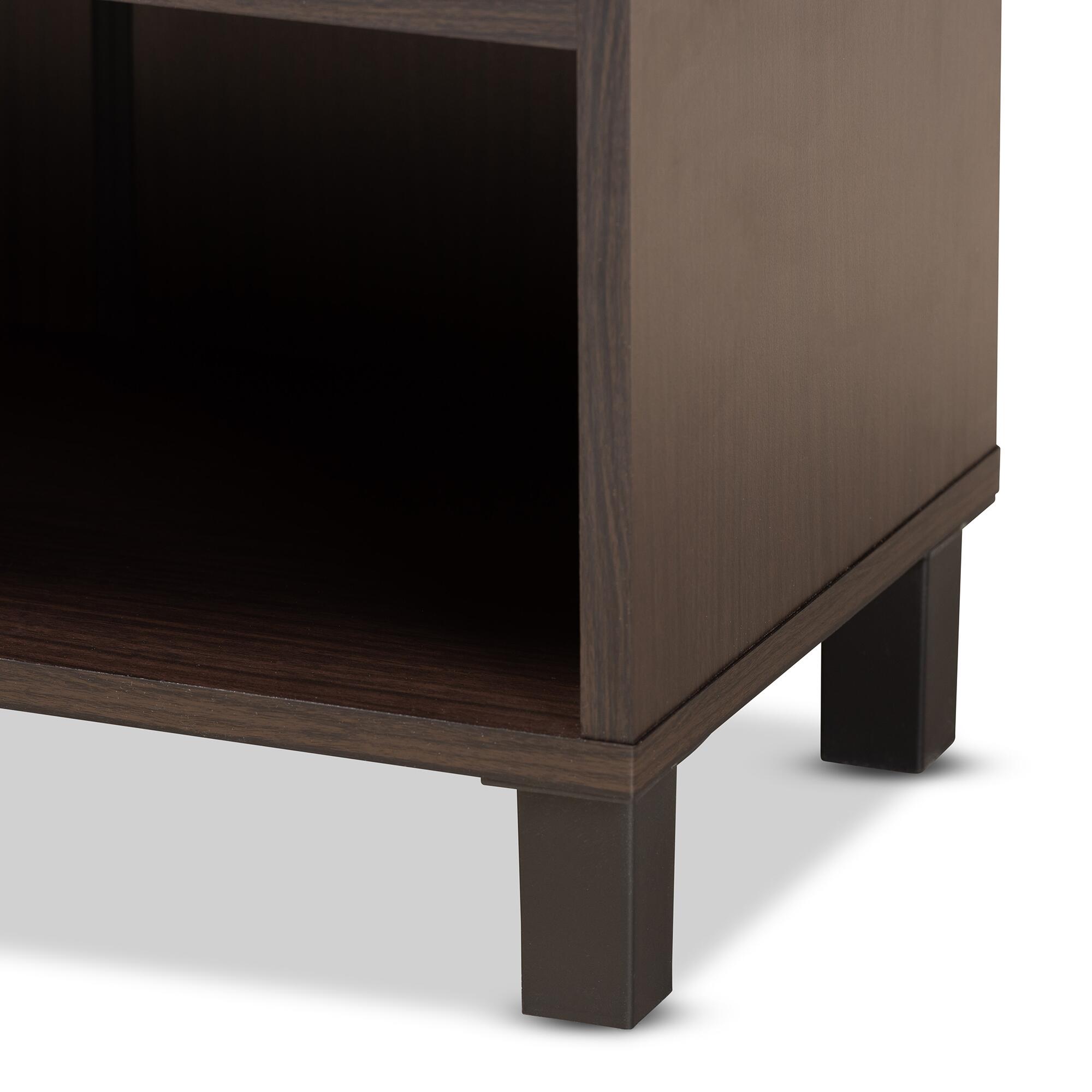 Baxton Studio Rossin 2-Door Shoe Cabinet with Bottom Shelf, Dark Brown, large