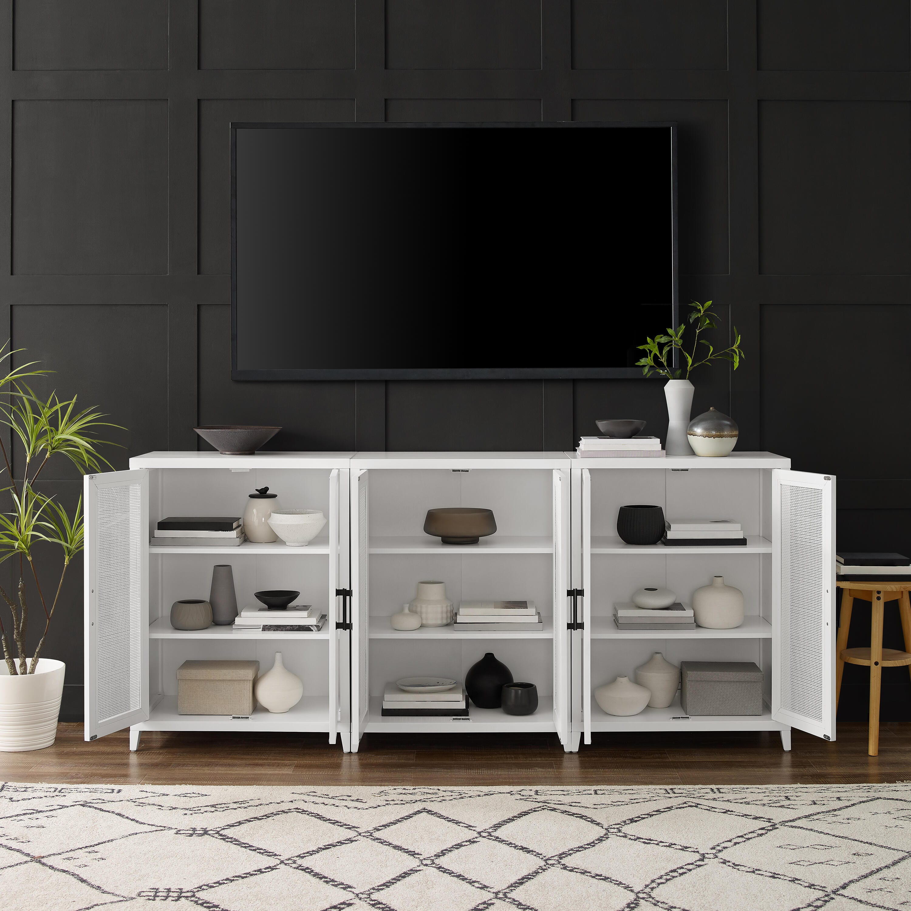 Crosley Furniture Milo Media Sideboard Cabinet Set of 3, , large