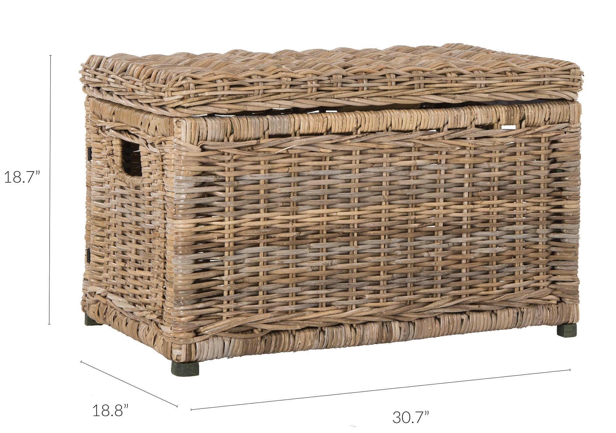 happimess Elijah 30" Wicker Storage Trunk, Brown, large