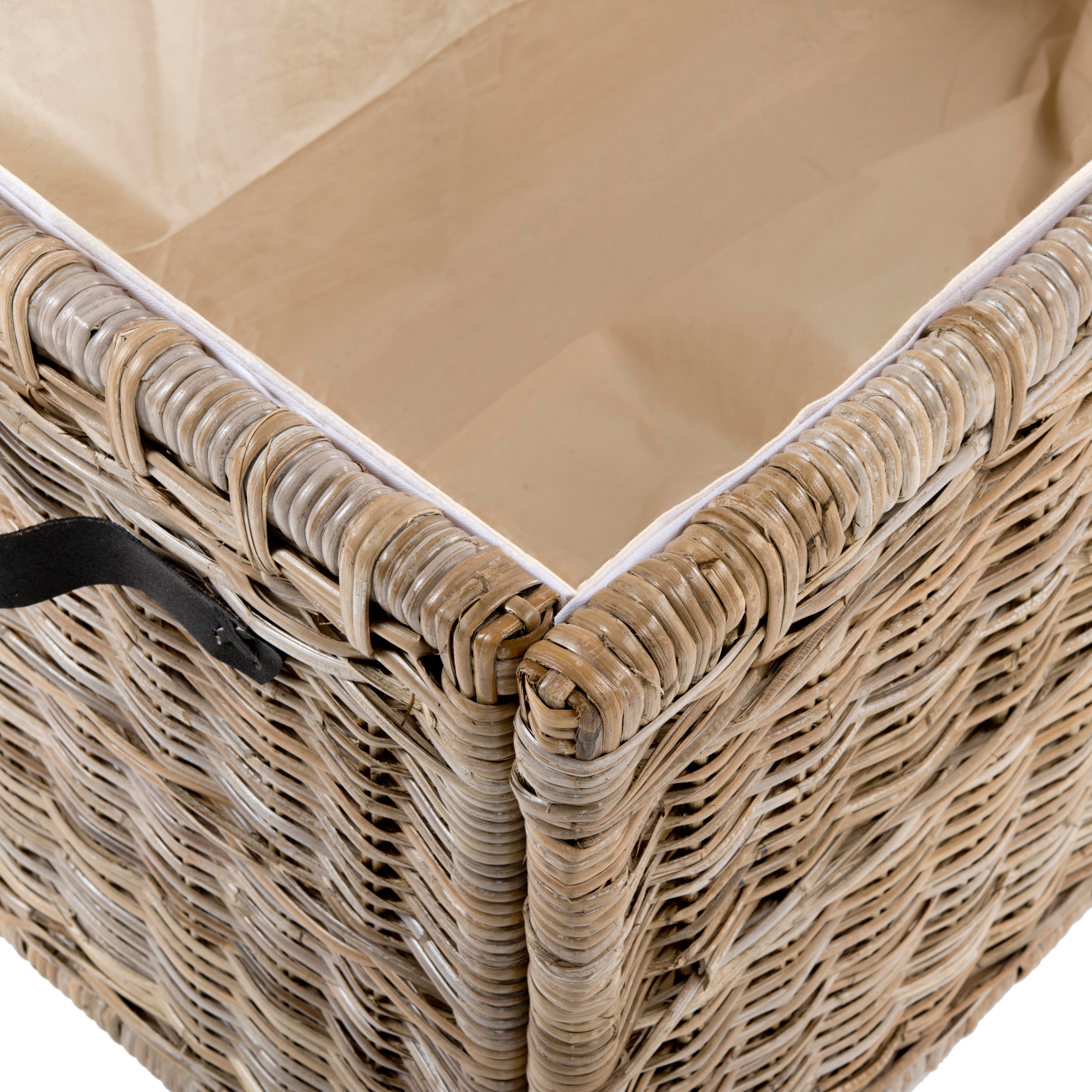 happimess Michael 35" Wicker Storage Trunk, Brown, large