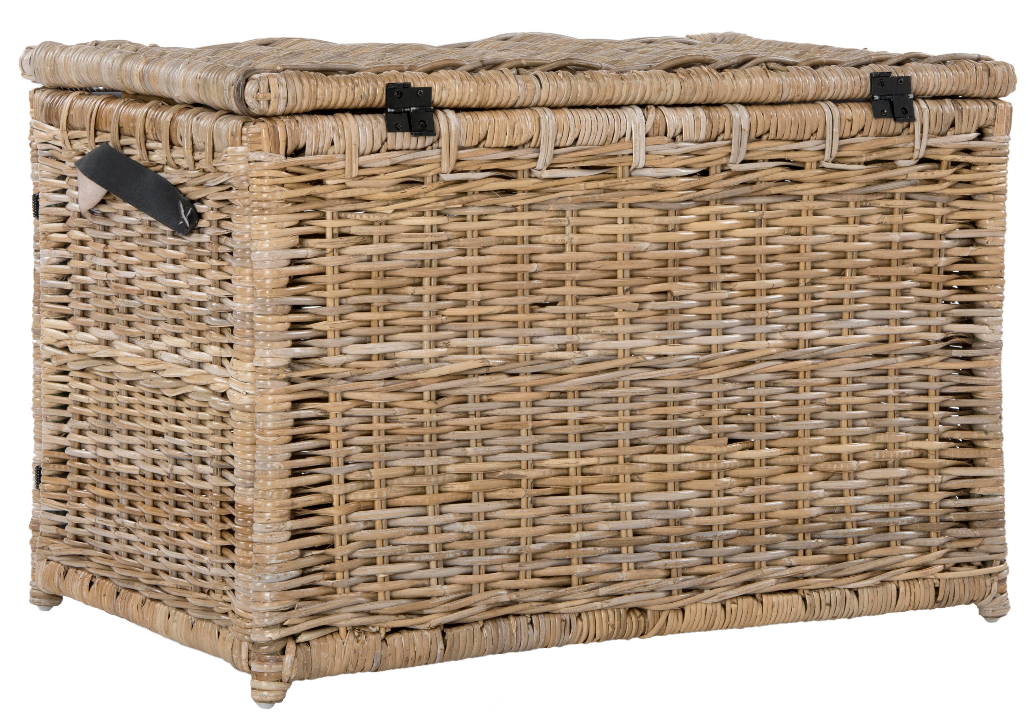 happimess Michael 35" Wicker Storage Trunk, Brown, large