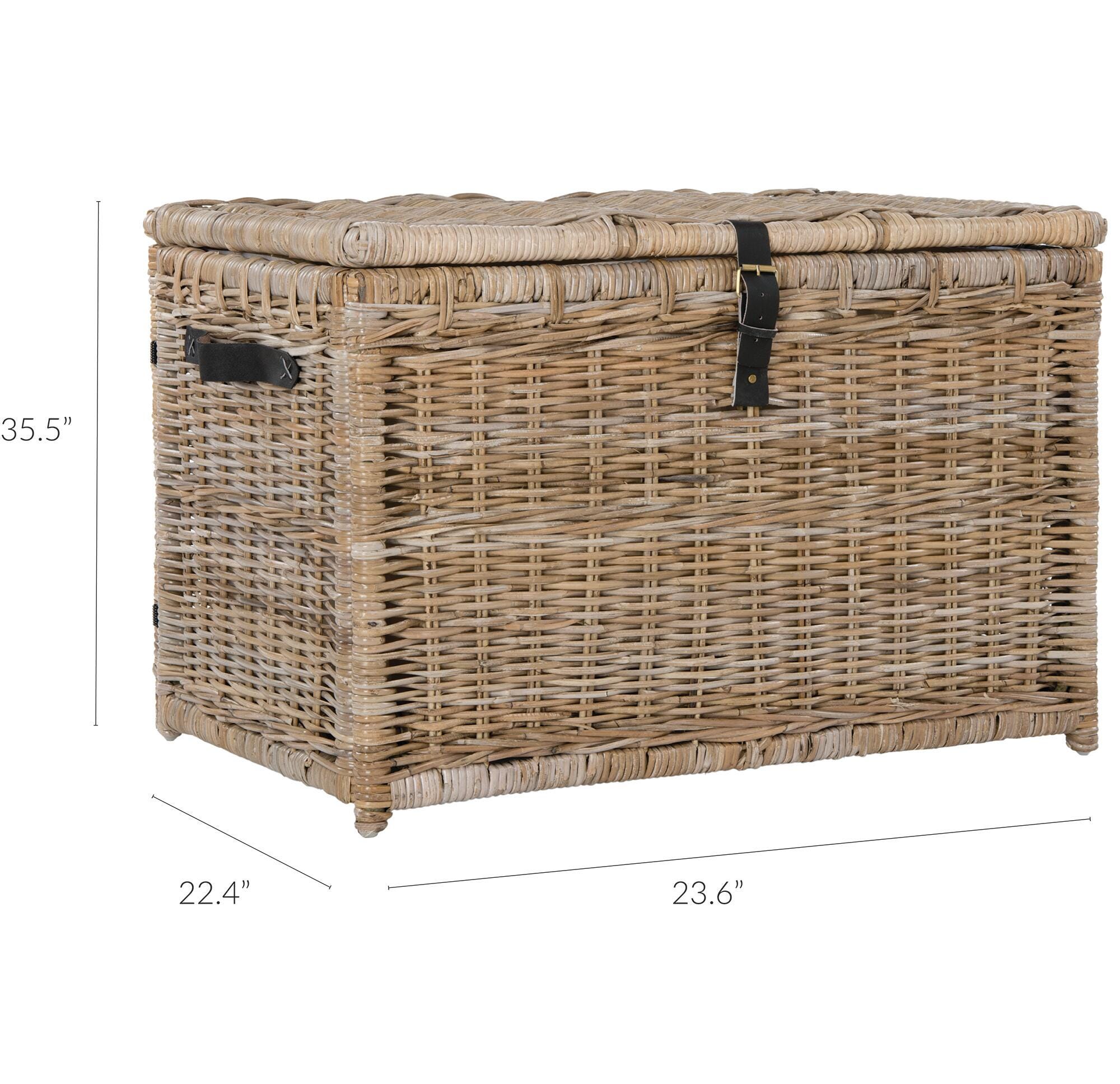 happimess Michael 35" Wicker Storage Trunk, Brown, large
