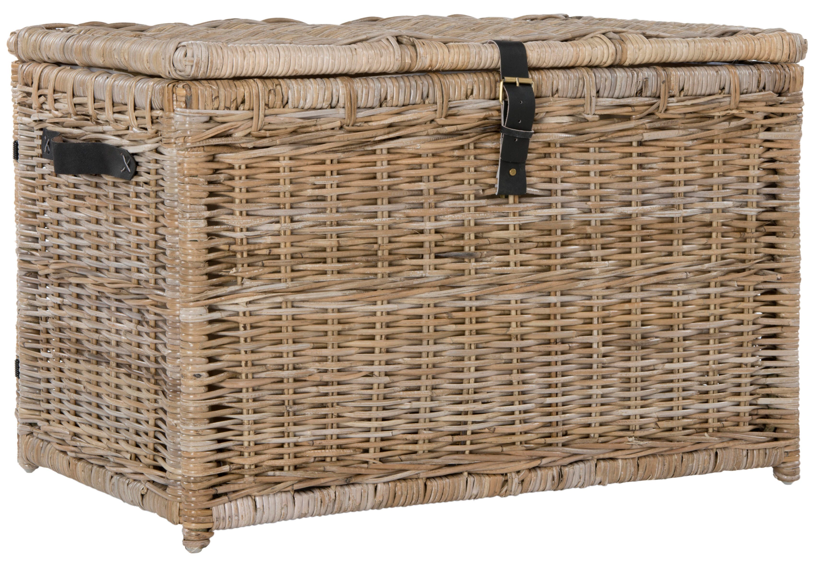 happimess Michael 35" Wicker Storage Trunk, Brown, large