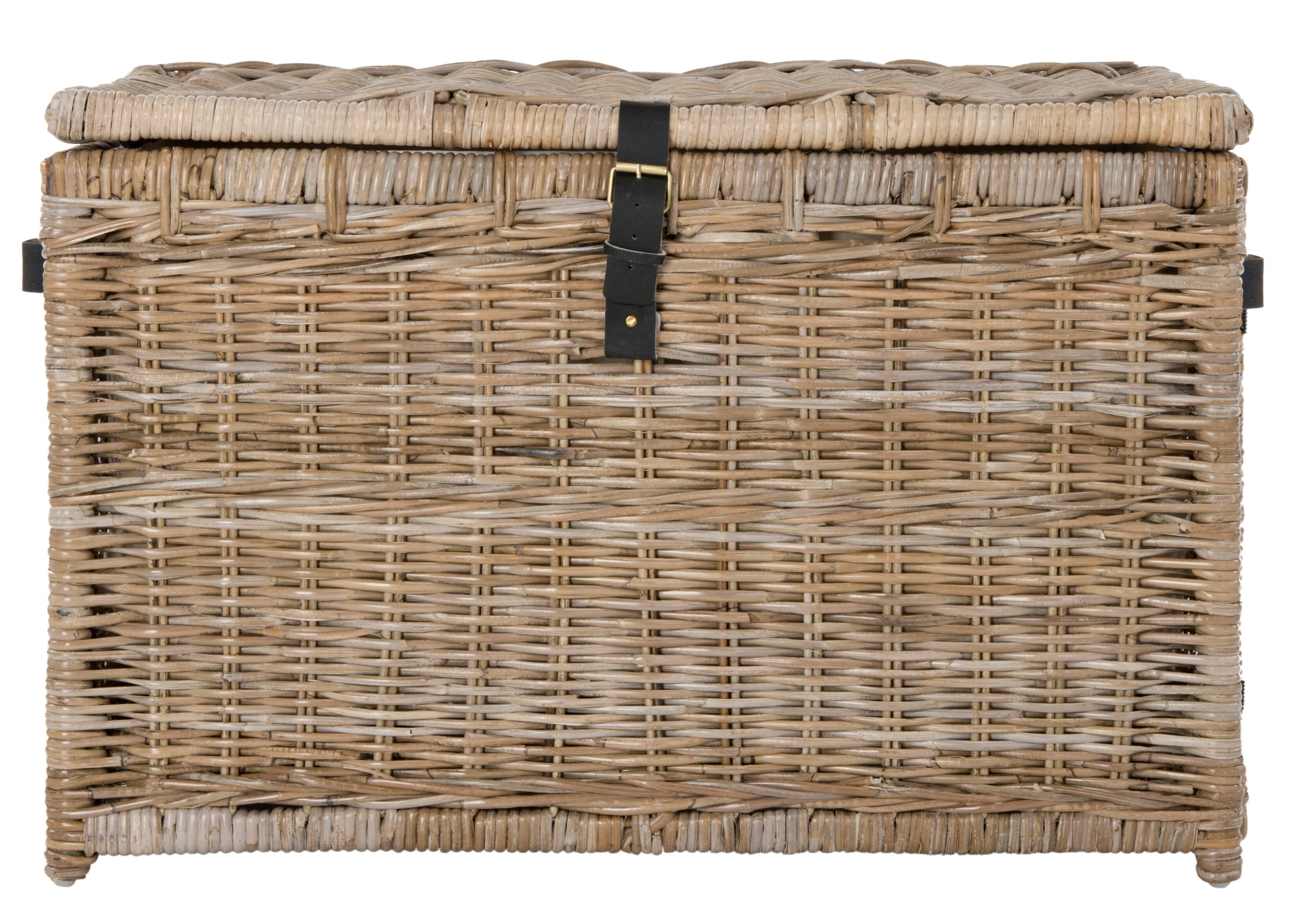 happimess Michael 35" Wicker Storage Trunk, Brown, large