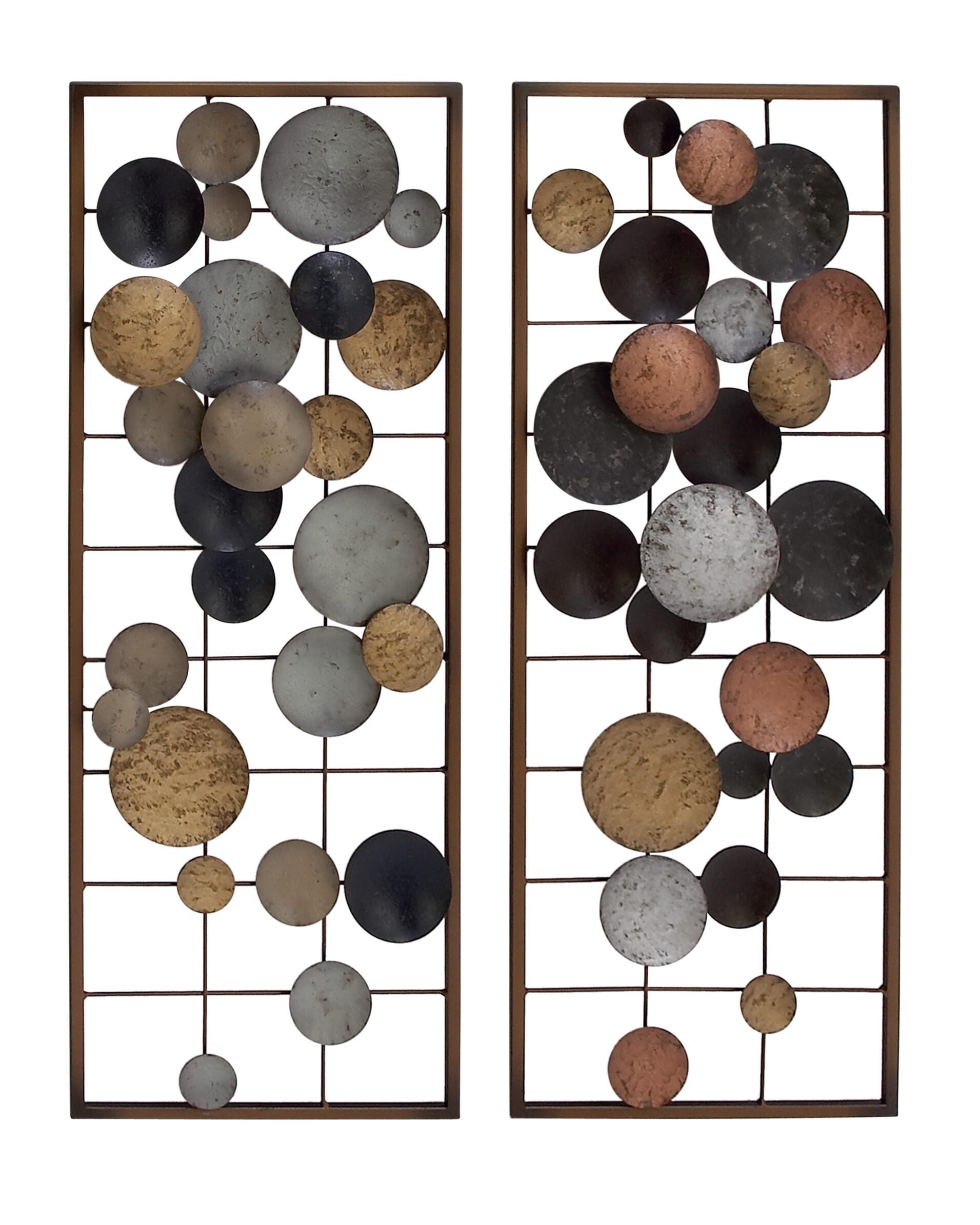 Bayberry Lane Set of 2 Multi Colored Metal Contemporary Abstract Wall Decor, 11" x 29", , large