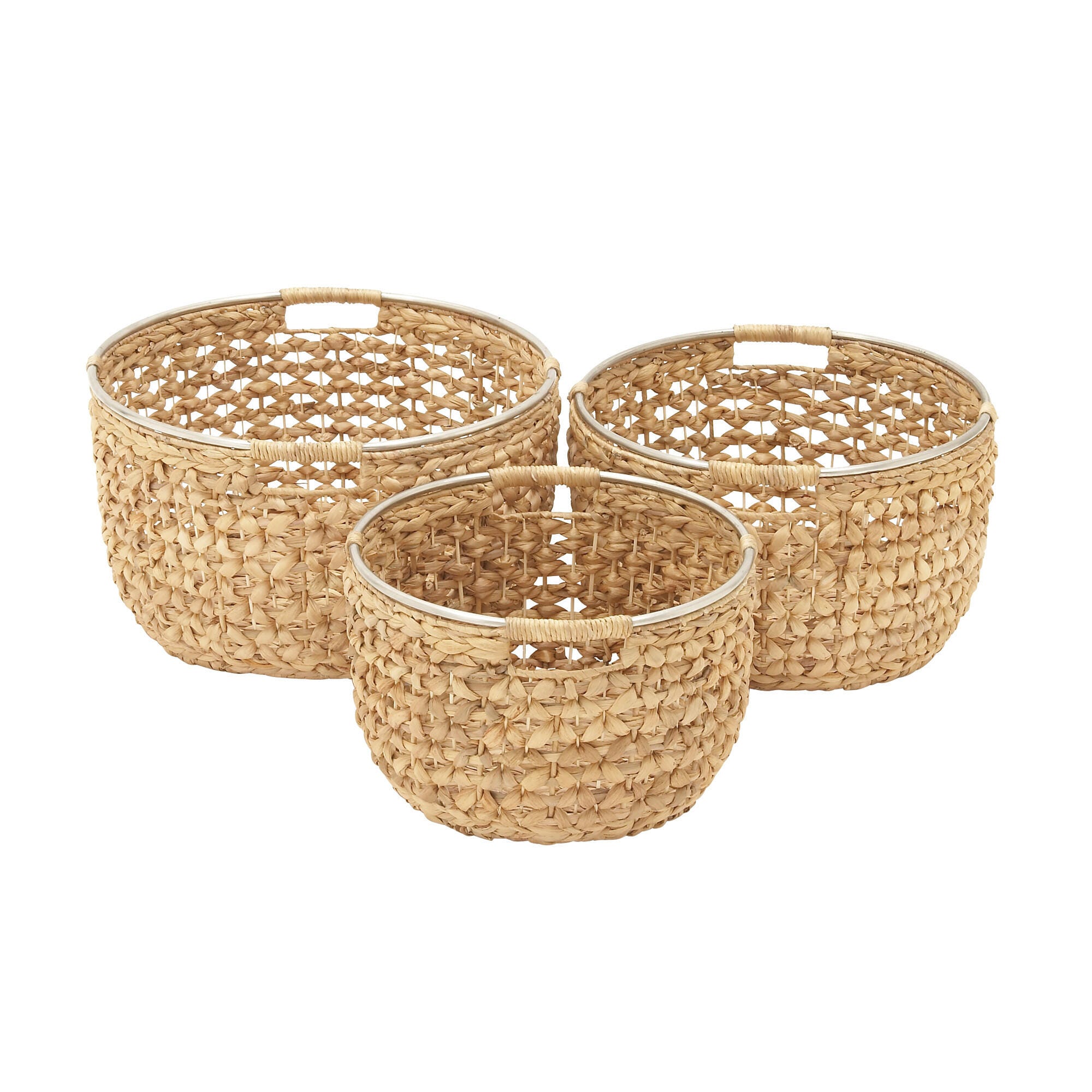 Bayberry Lane Sea Grass Natural Storage Basket, 15", 17", 19" (Set of 3), , large