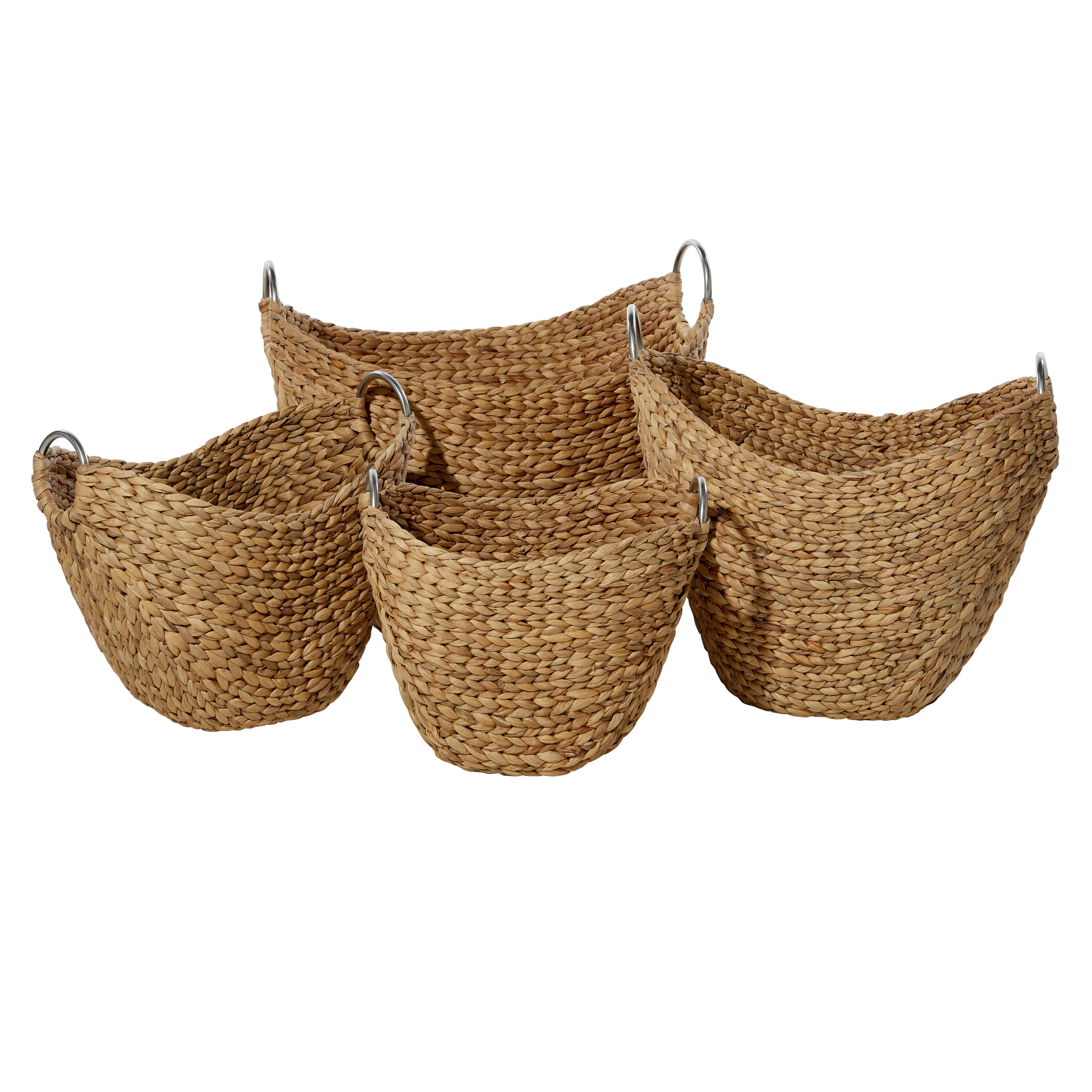 Bayberry Lane Sea Grass Contemporary Storage Basket, 14", 16", 19", 21" (Set of 4), , large