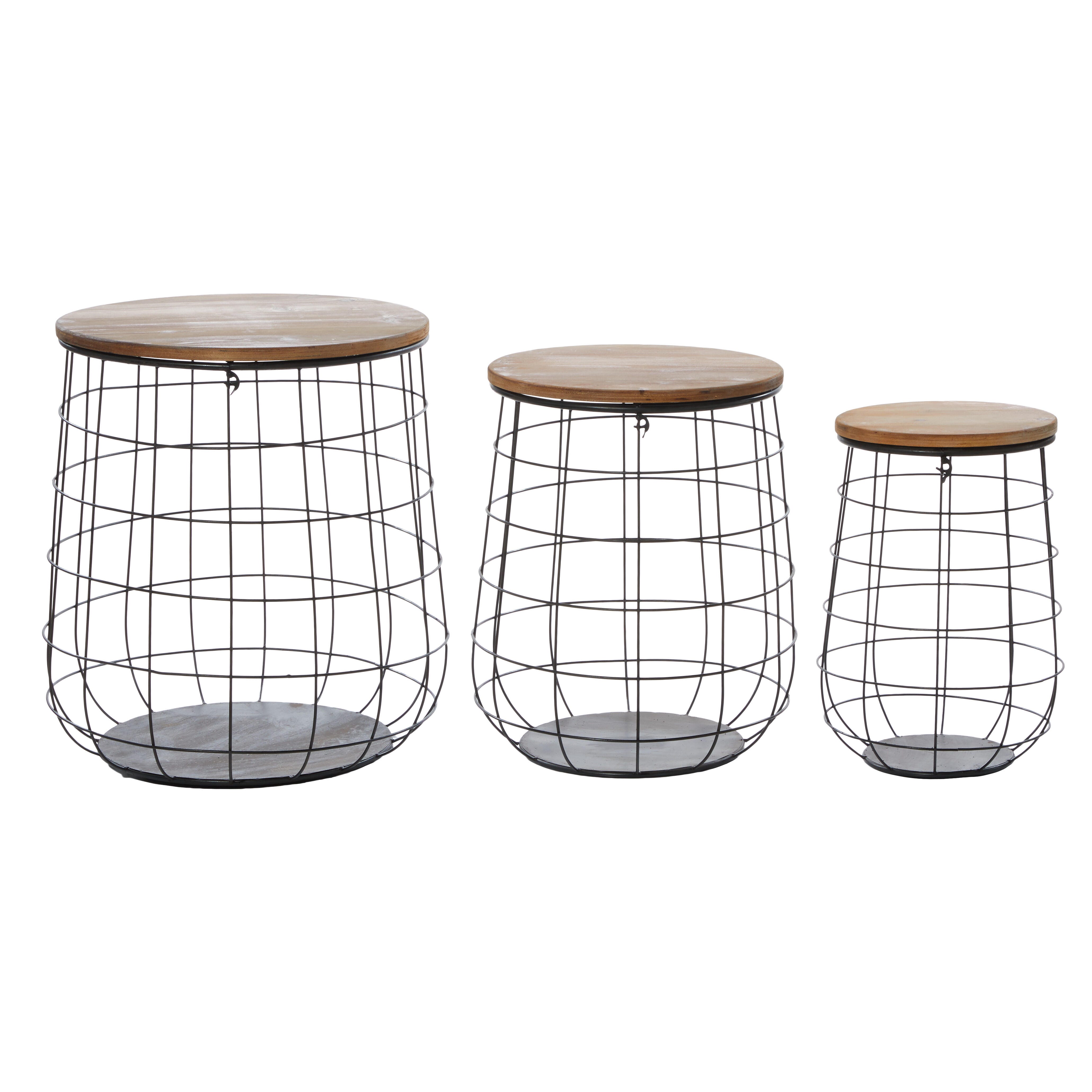 Bayberry Lane Metal Farmhouse Storage Basket, 18", 20", 23" (Set of 3), , large