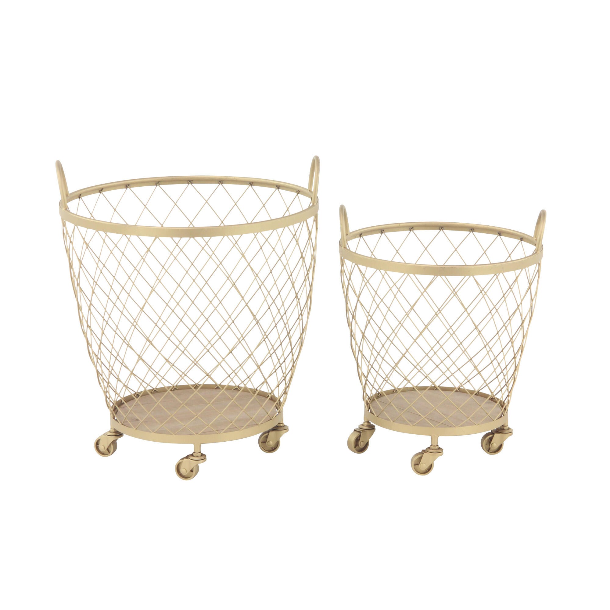 Bayberry Lane Modern Metallic Rolling Basket, 21"H, 15"H (Set of 2), , large