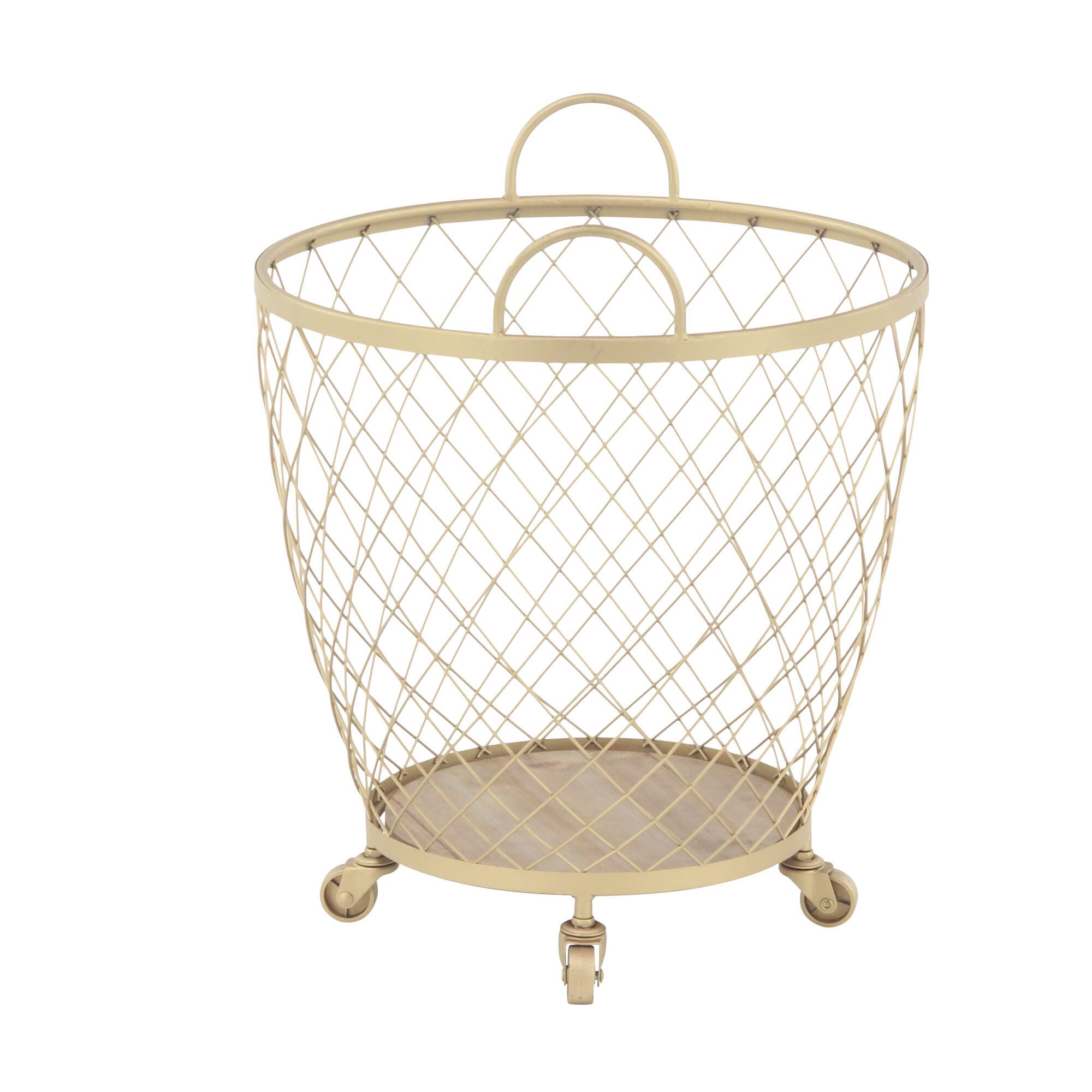 Bayberry Lane Modern Metallic Rolling Basket, 21"H, 15"H (Set of 2), , large