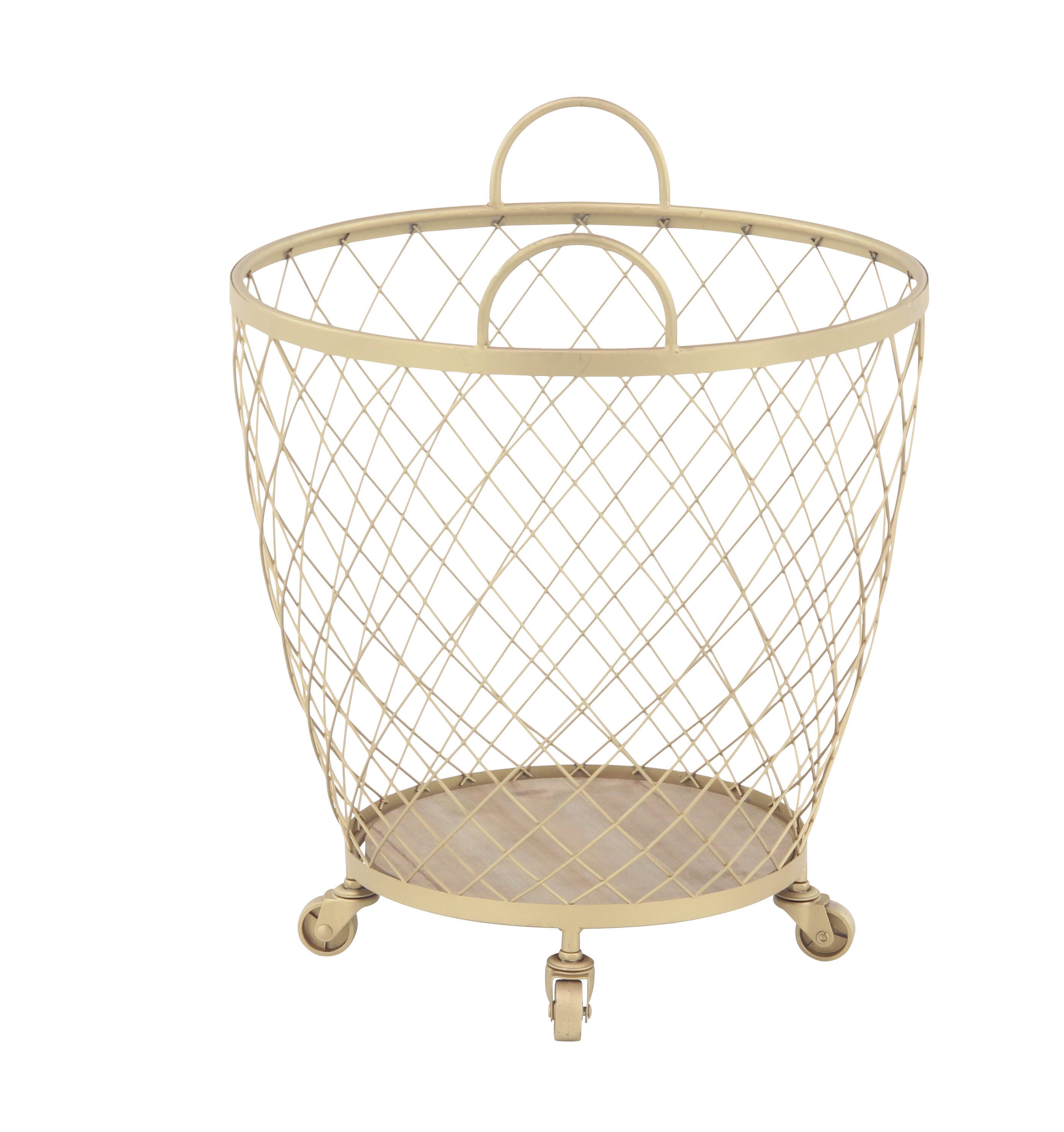 Bayberry Lane Modern Metallic Rolling Basket, 21"H, 15"H (Set of 2), , large