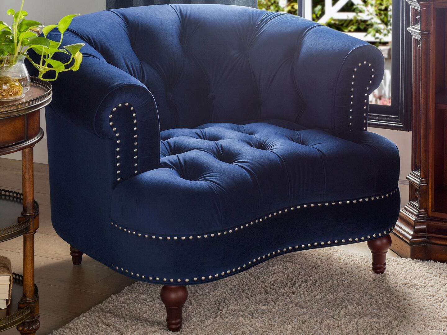 Jennifer Taylor Home La Rosa Tufted Accent Chair, Navy Blue, rollover