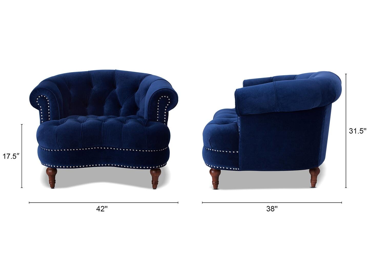 Jennifer Taylor Home La Rosa Tufted Accent Chair, Navy Blue, large