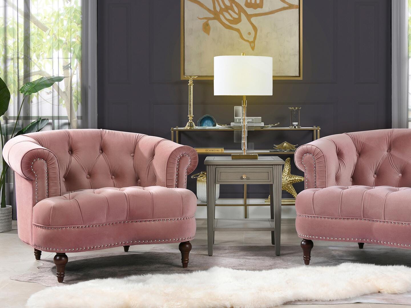 Jennifer Taylor Home La Rosa Tufted Accent Chair, Ash Rose Pink, rollover