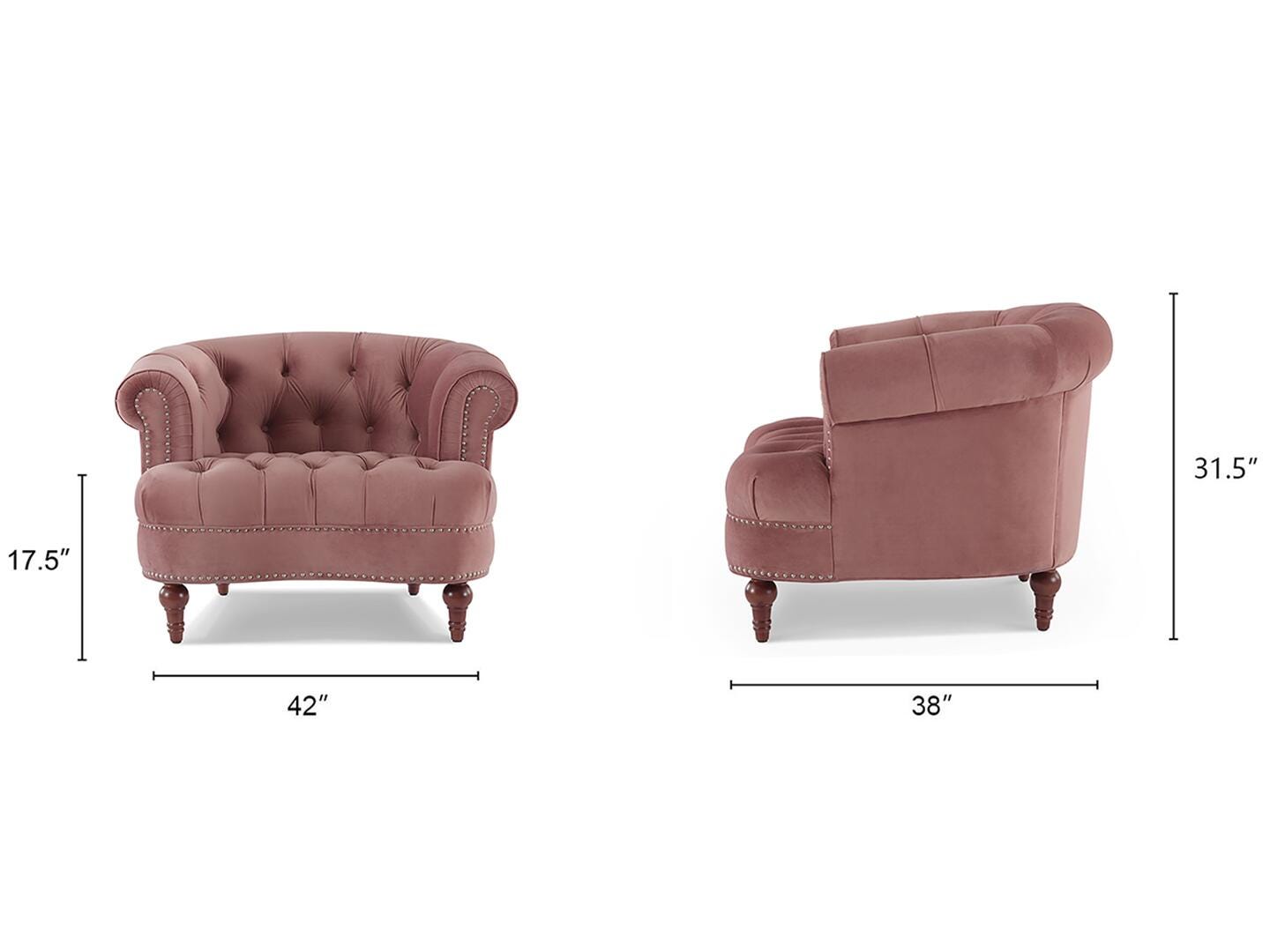 Jennifer Taylor Home La Rosa Tufted Accent Chair, Ash Rose Pink, large