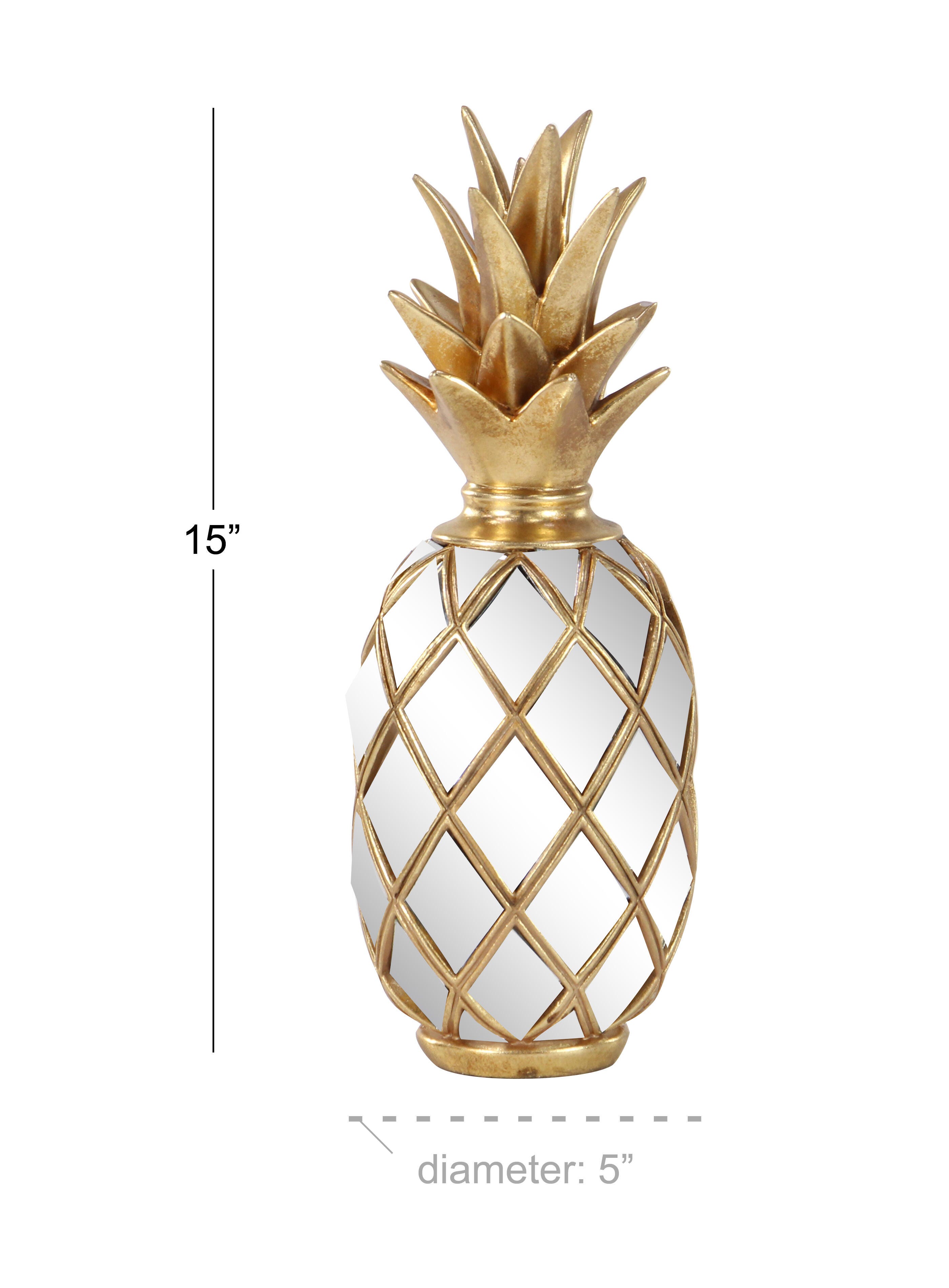 Bayberry Lane Pineapple Sculpture with Mirror Accents, , large