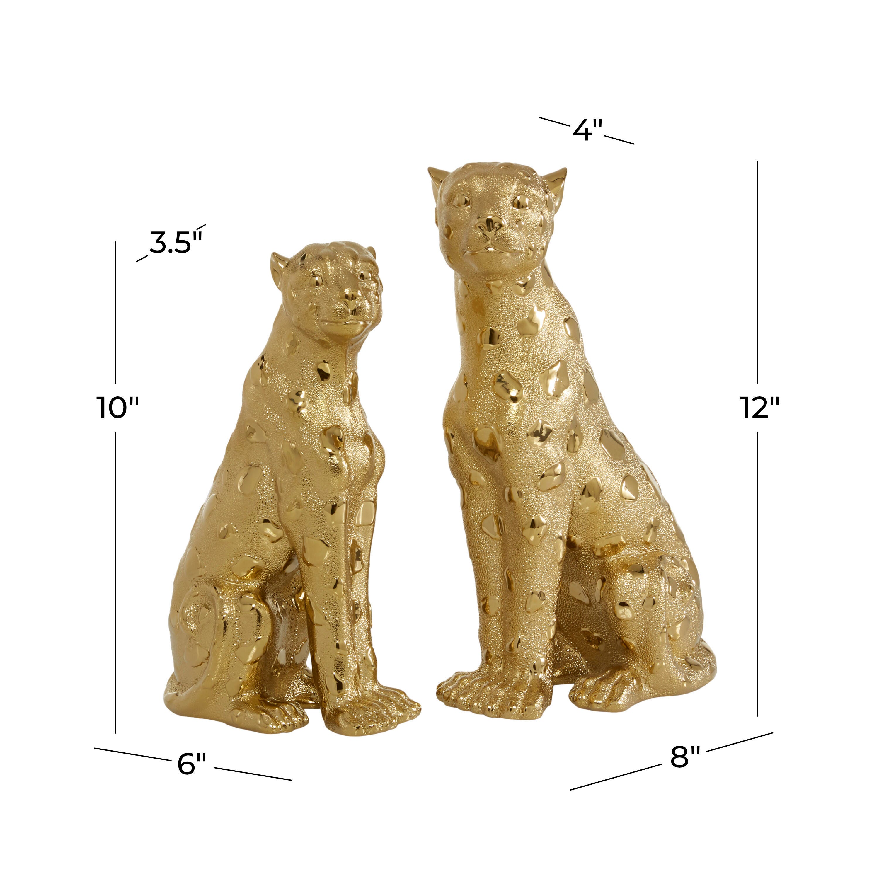 Bayberry Lane Set of 2 Glam Leopard Sculpture, , large