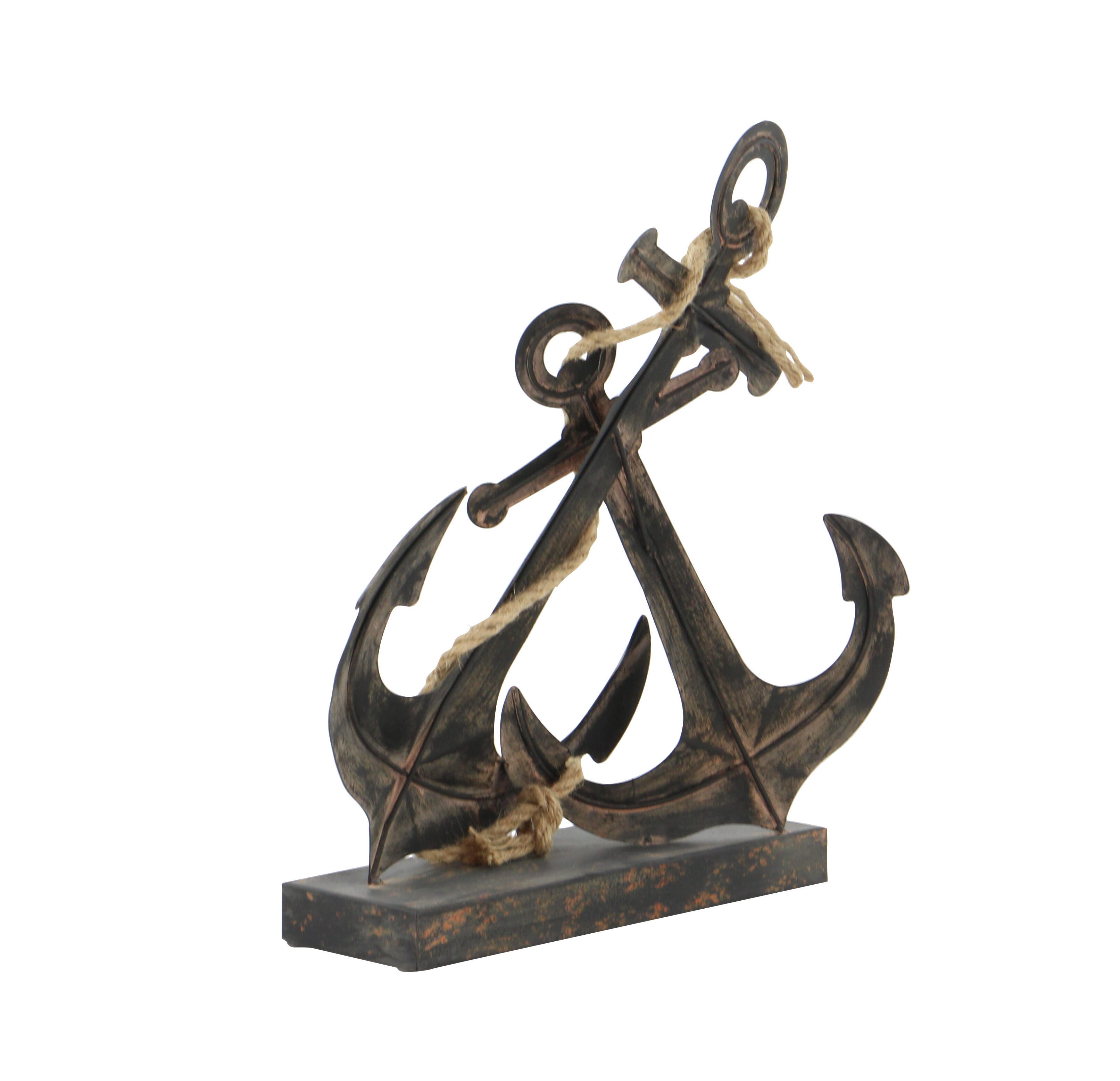 Bayberry Lane Anchor Sculpture with Rope Accents, , large