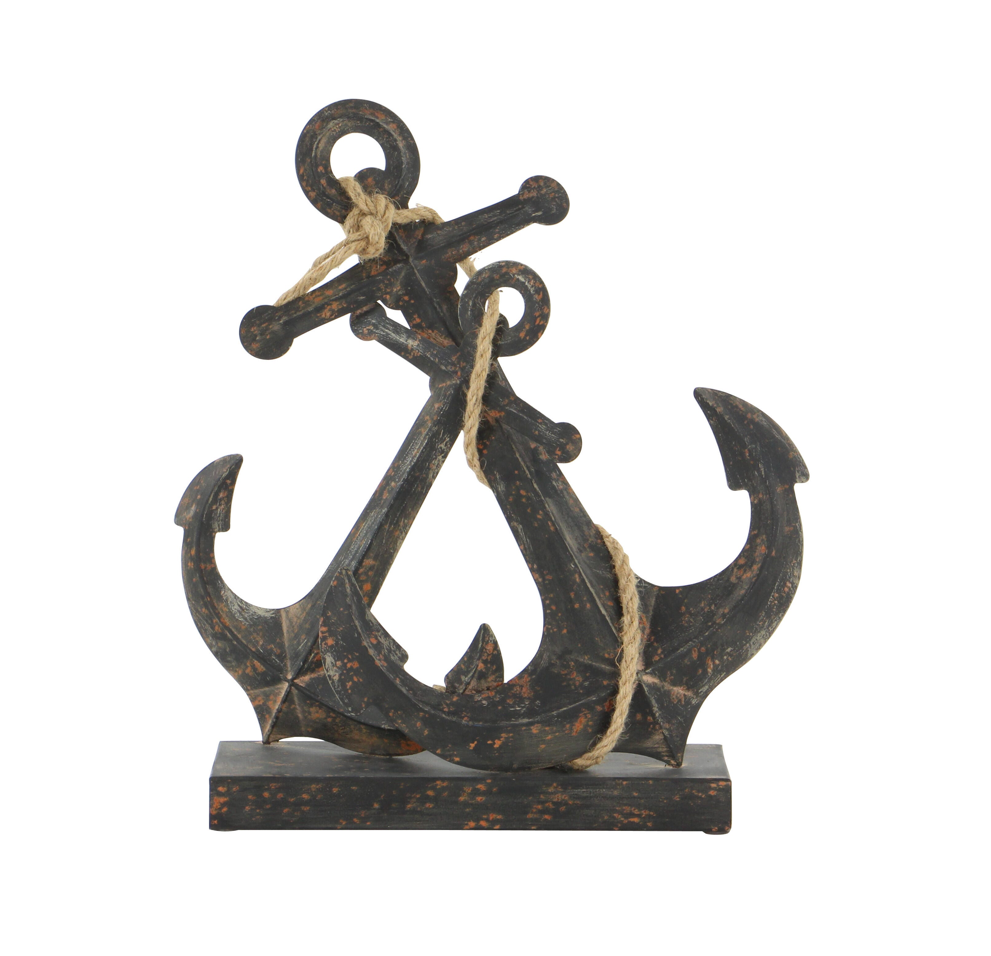 Bayberry Lane Anchor Sculpture with Rope Accents, , large