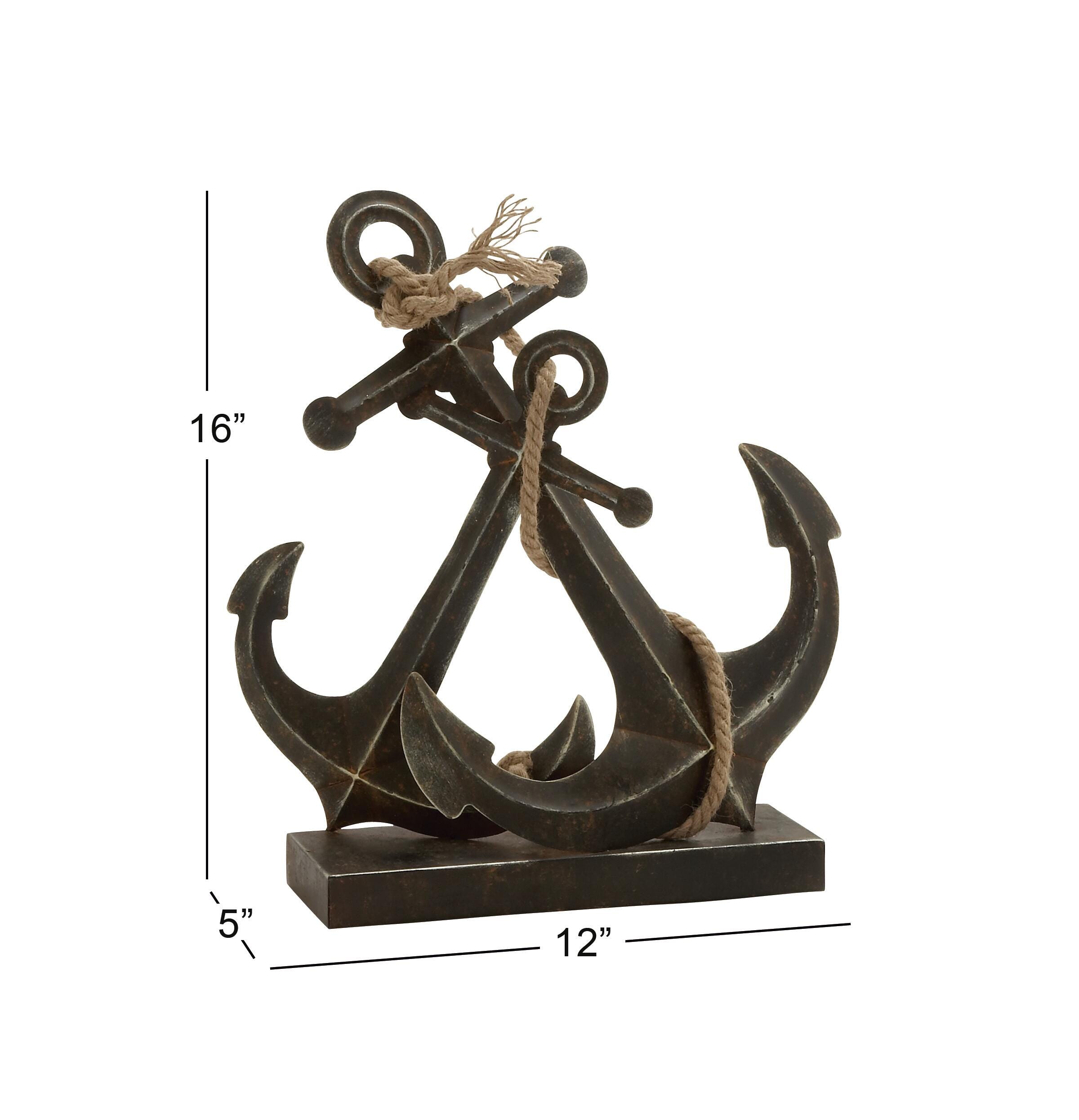 Bayberry Lane Anchor Sculpture with Rope Accents, , large
