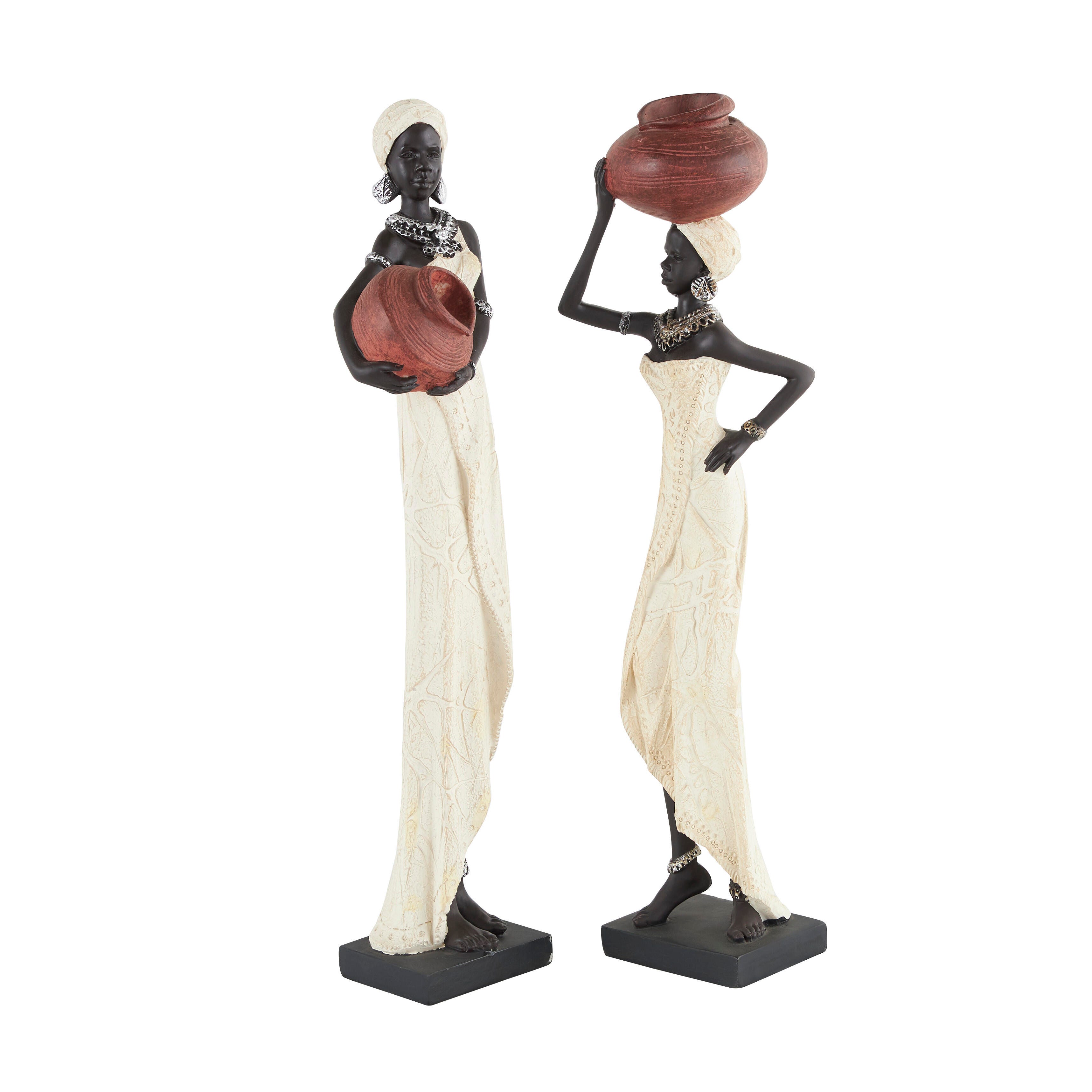 Bayberry Lane African Woman Sculpture with Water Pots (Set of 2), , large