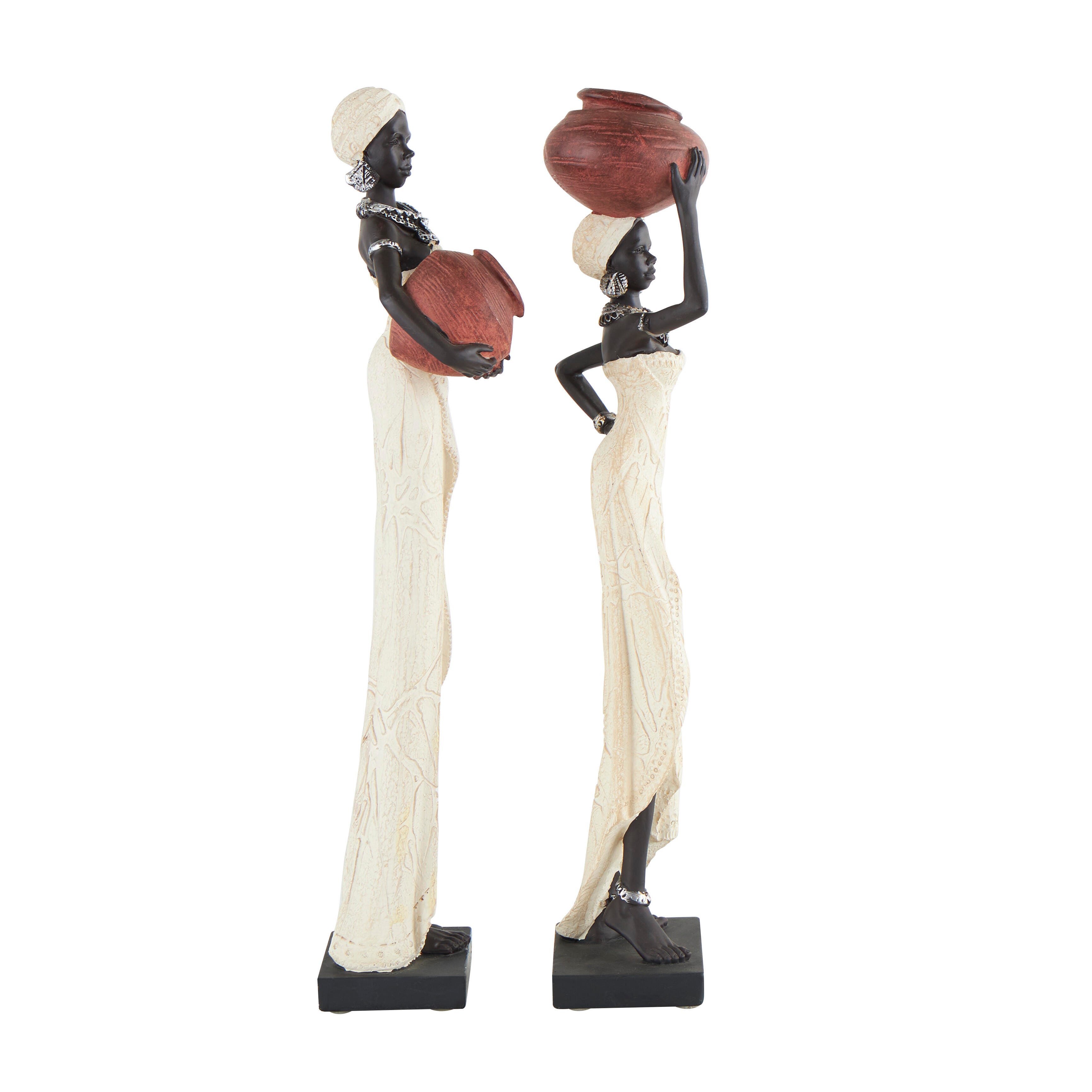 Bayberry Lane African Woman Sculpture with Water Pots (Set of 2), , large