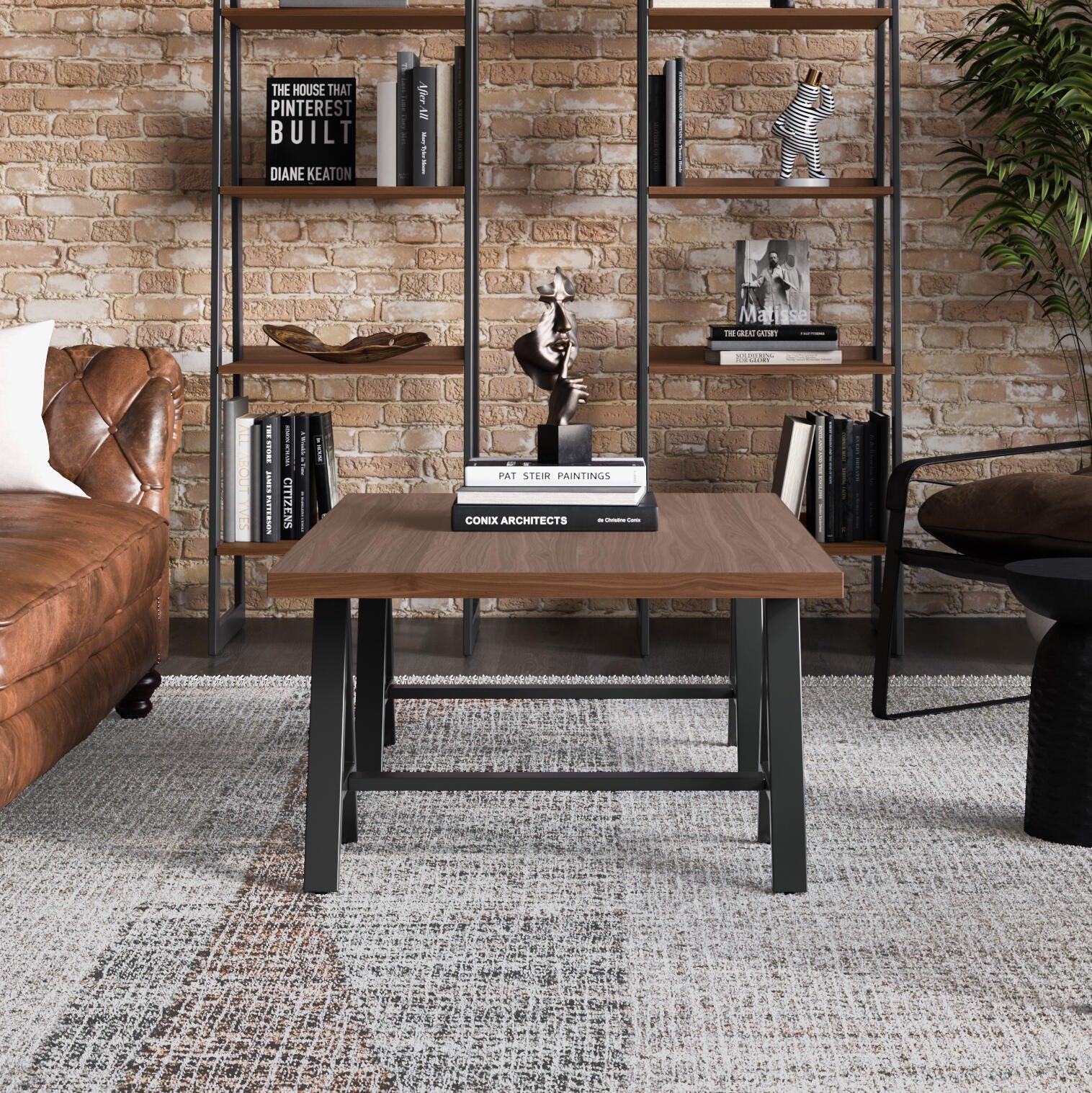 Simpli Home Sawhorse Coffee Table, , rollover